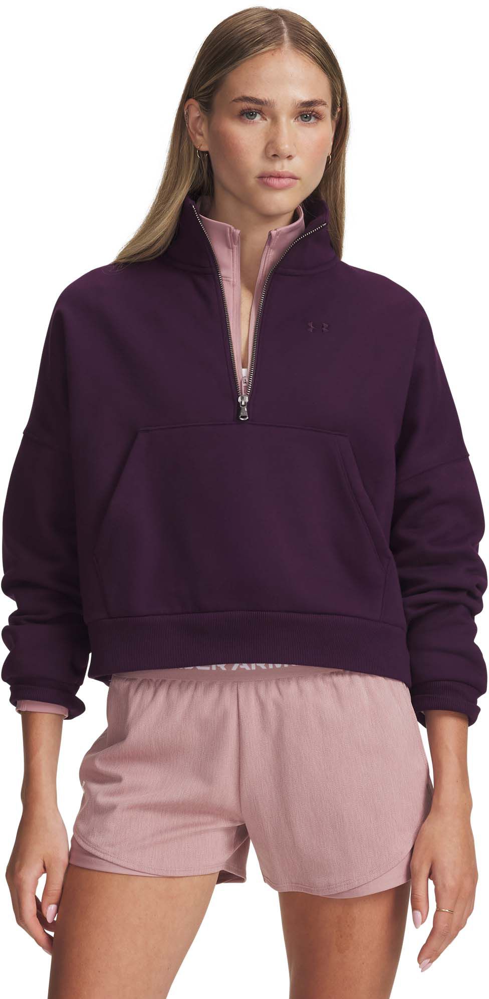 Under Armour Women's Icon Fleece 1/2 Zip, Medium, Purple Echo/Purple Echo