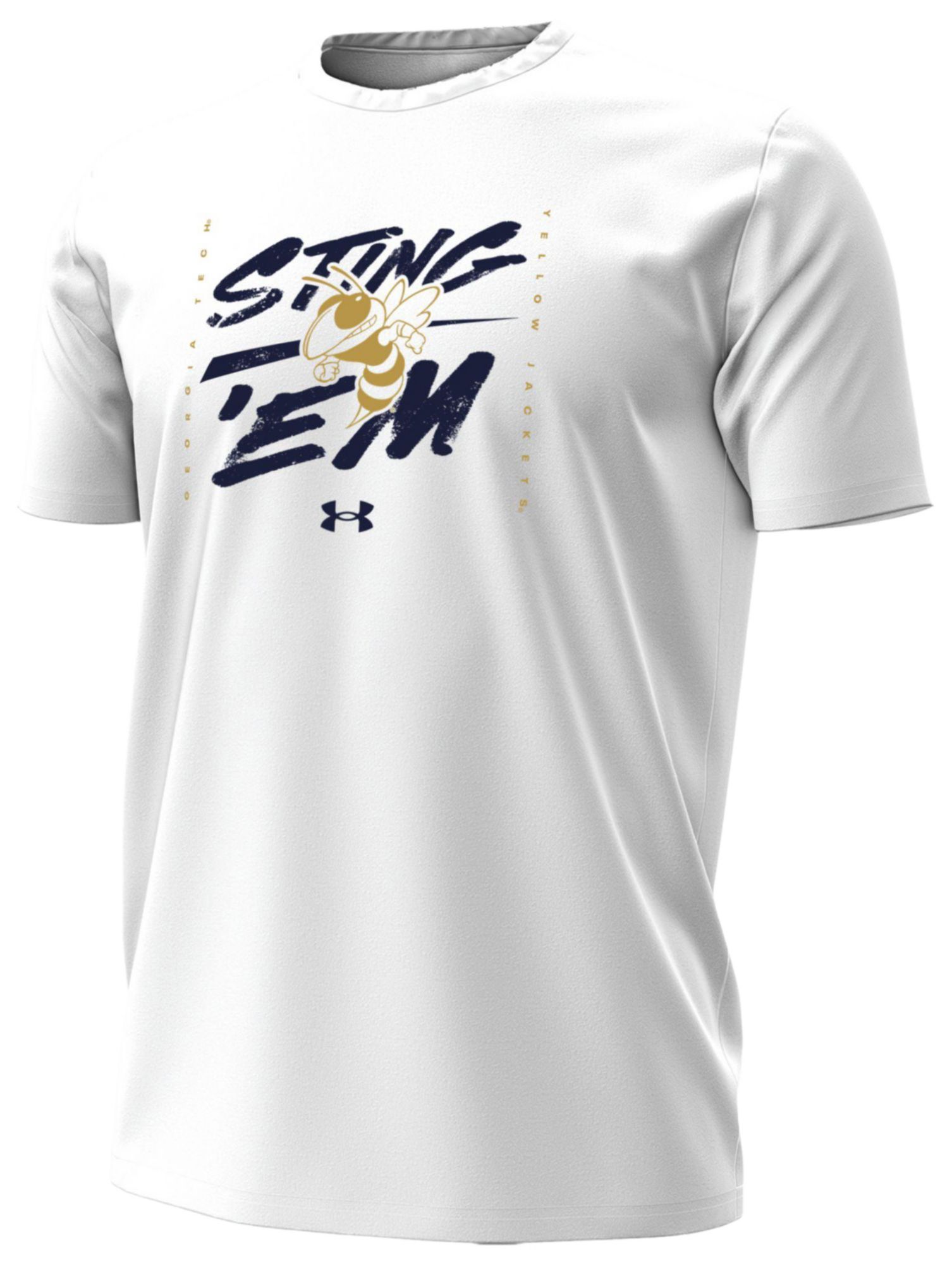 Under Armour Youth Georgia Tech Yellow Jackets Sting Em' Sideline T-Shirt, Large, White