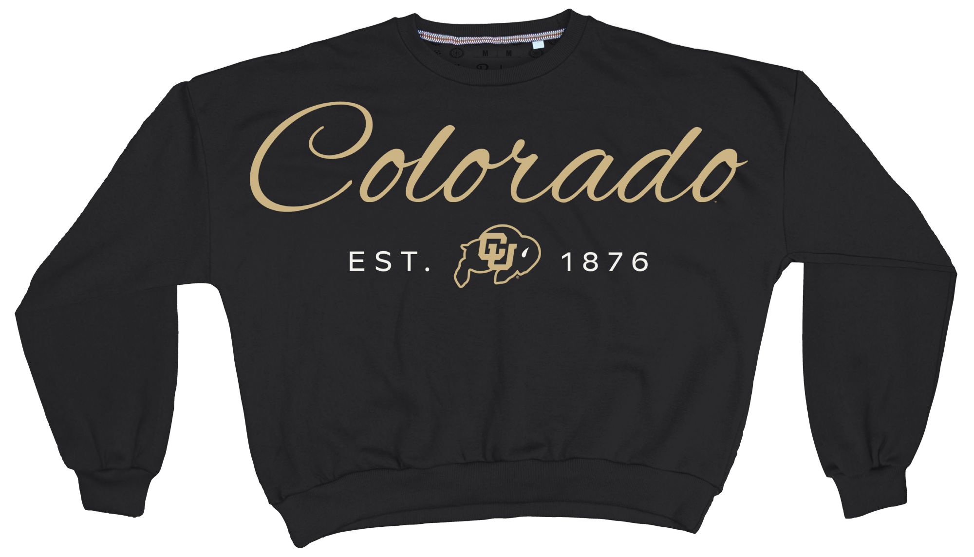 Pressbox Women's Colorado Buffaloes Black Alexus Script Janise Fleece Oversized Crewneck Sweatshirt
