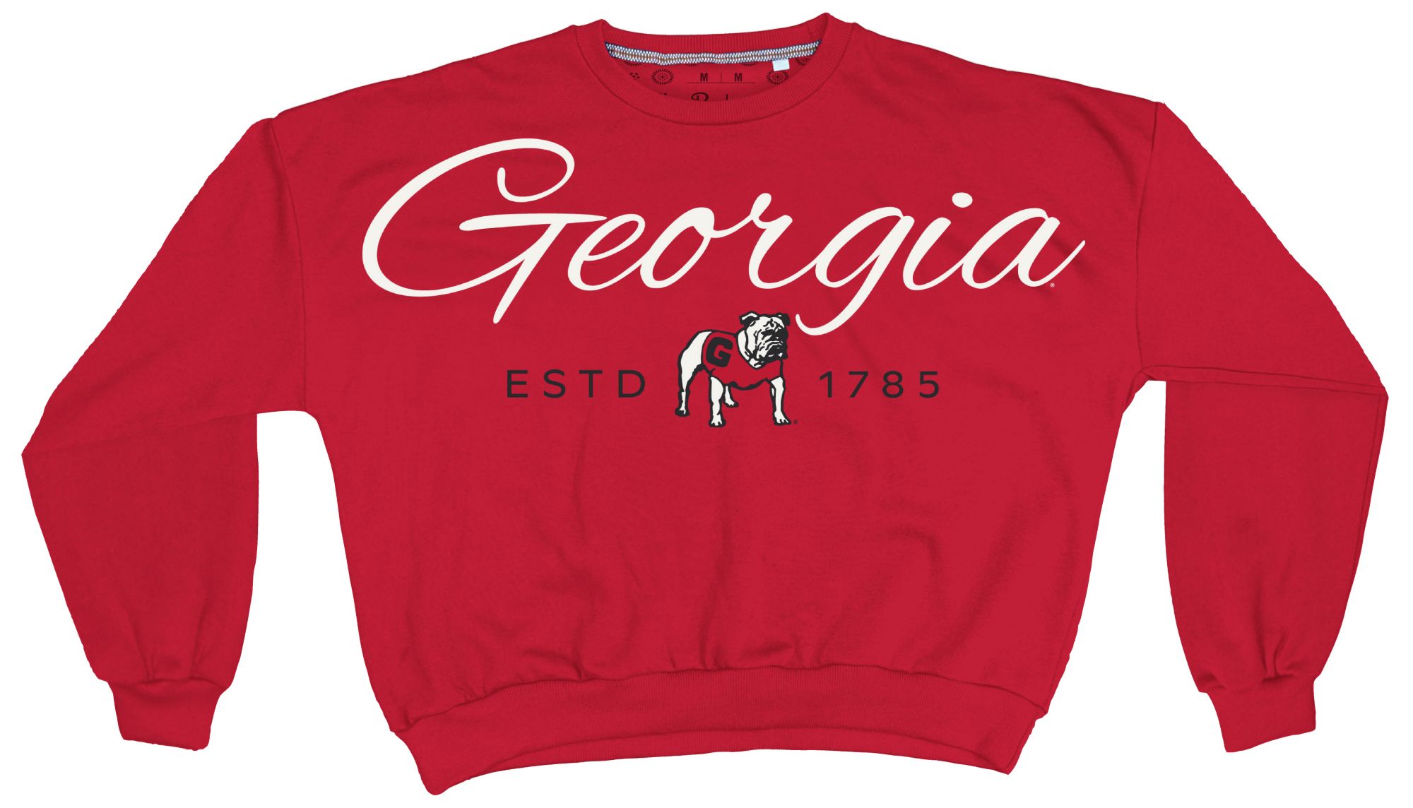 Pressbox Women's Georgia Bulldogs Red Alexus Script Janise Fleece Oversized Crewneck Sweatshirt