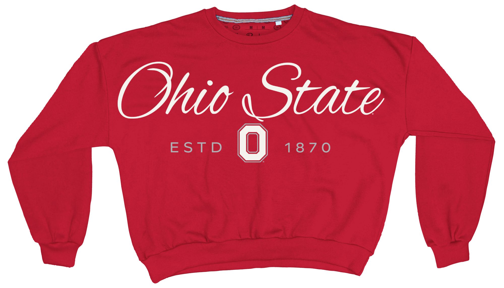 Pressbox Women's Ohio State Buckeyes Red Alexus Script Janise Fleece Oversized Crewneck Sweatshirt