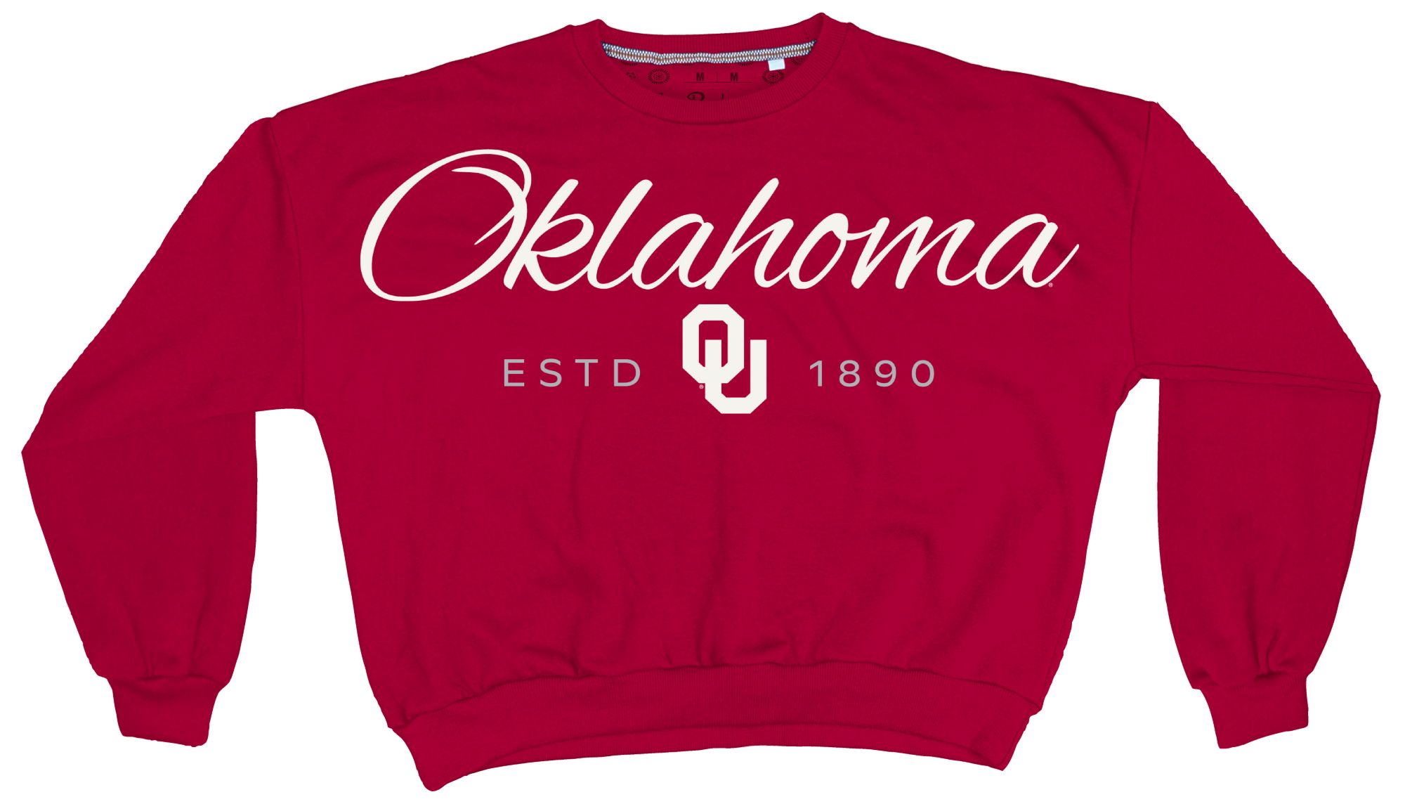 Pressbox Women's Oklahoma Sooners Crimson Alexus Script Janise Fleece Oversized Crewneck Sweatshirt