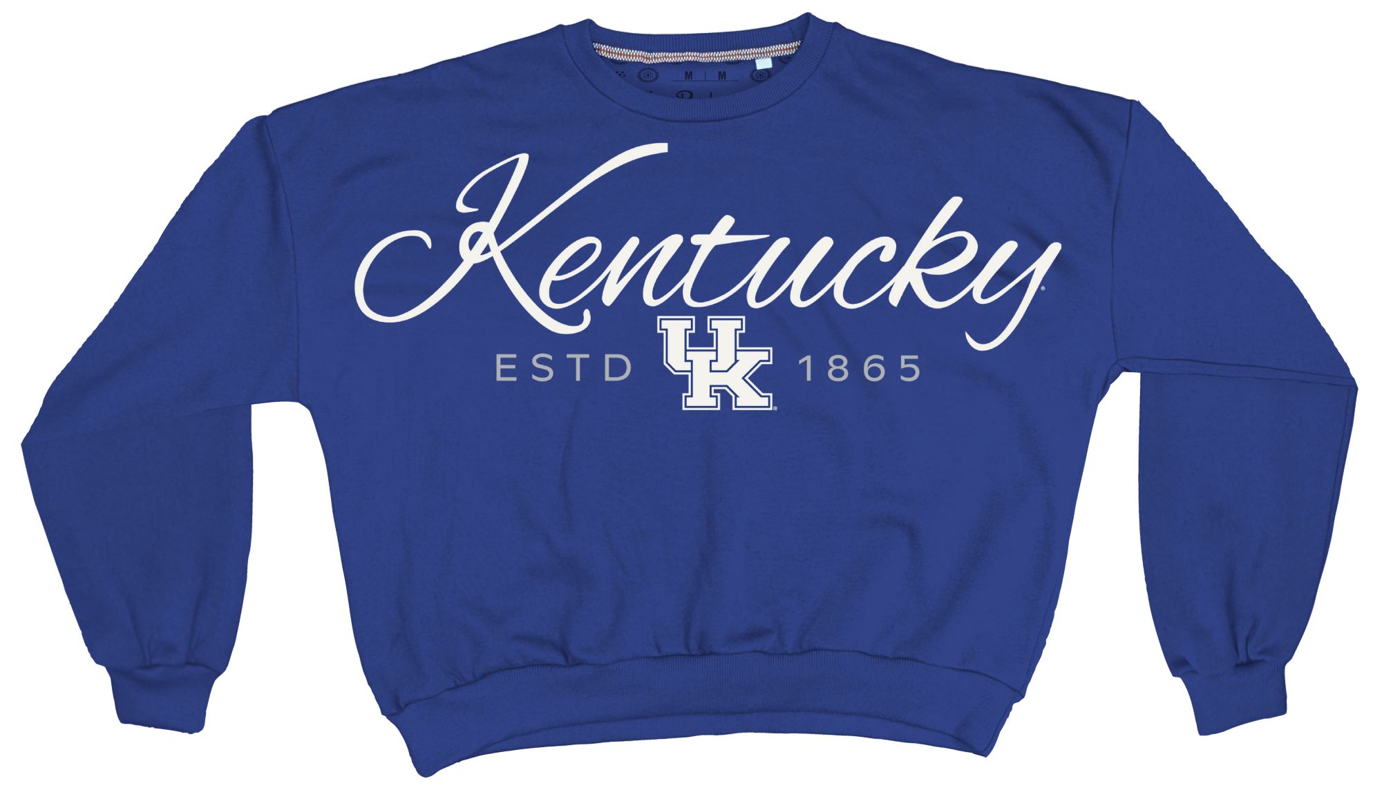 Pressbox Women's Kentucky Wildcats Royal Alexus Script Janise Fleece Oversized Crewneck Sweatshirt