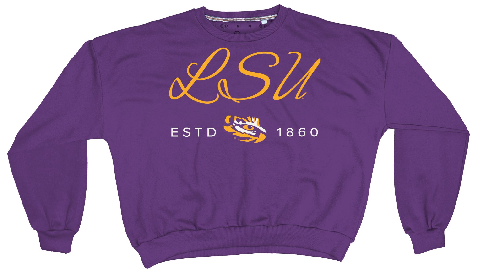 Pressbox Women's LSU Tigers Purple Alexus Script Janise Fleece Oversized Crewneck Sweatshirt