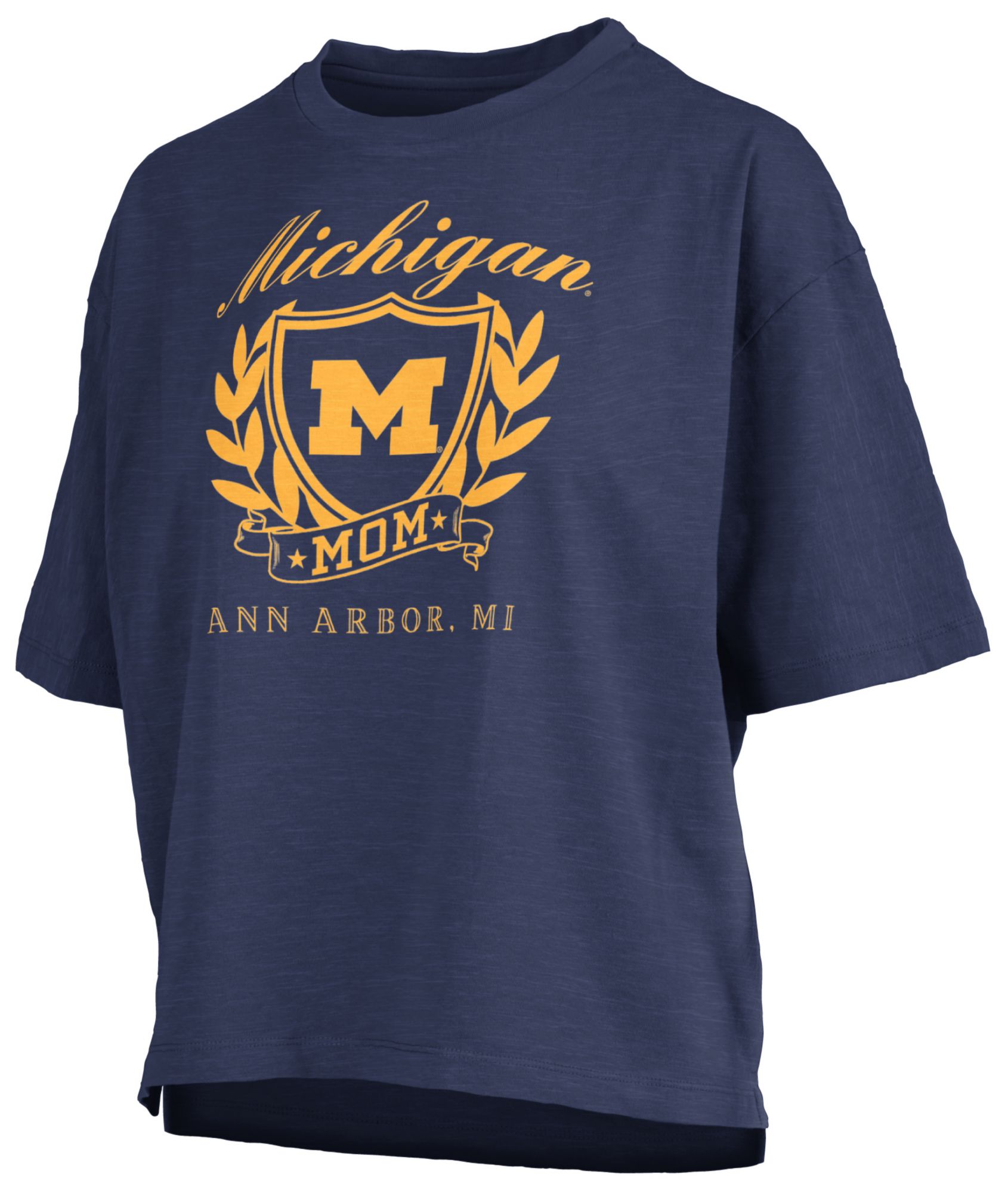 Pressbox Women's Michigan Wolverines Navy Mom Motley Crew T-Shirt