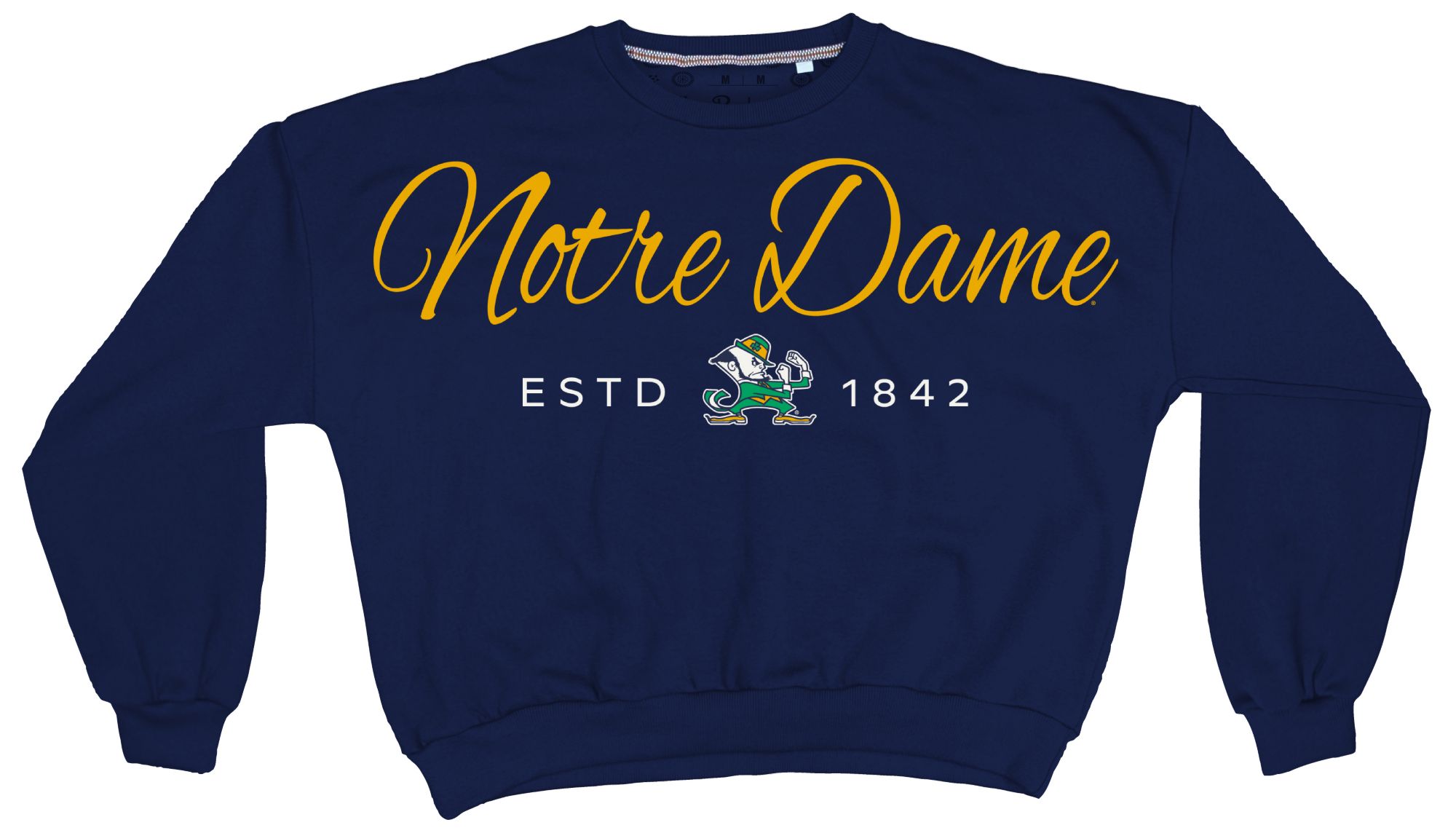 Pressbox Women's Notre Dame Fighting Irish Navy Alexus Script Janise Fleece Oversized Crewneck Sweatshirt