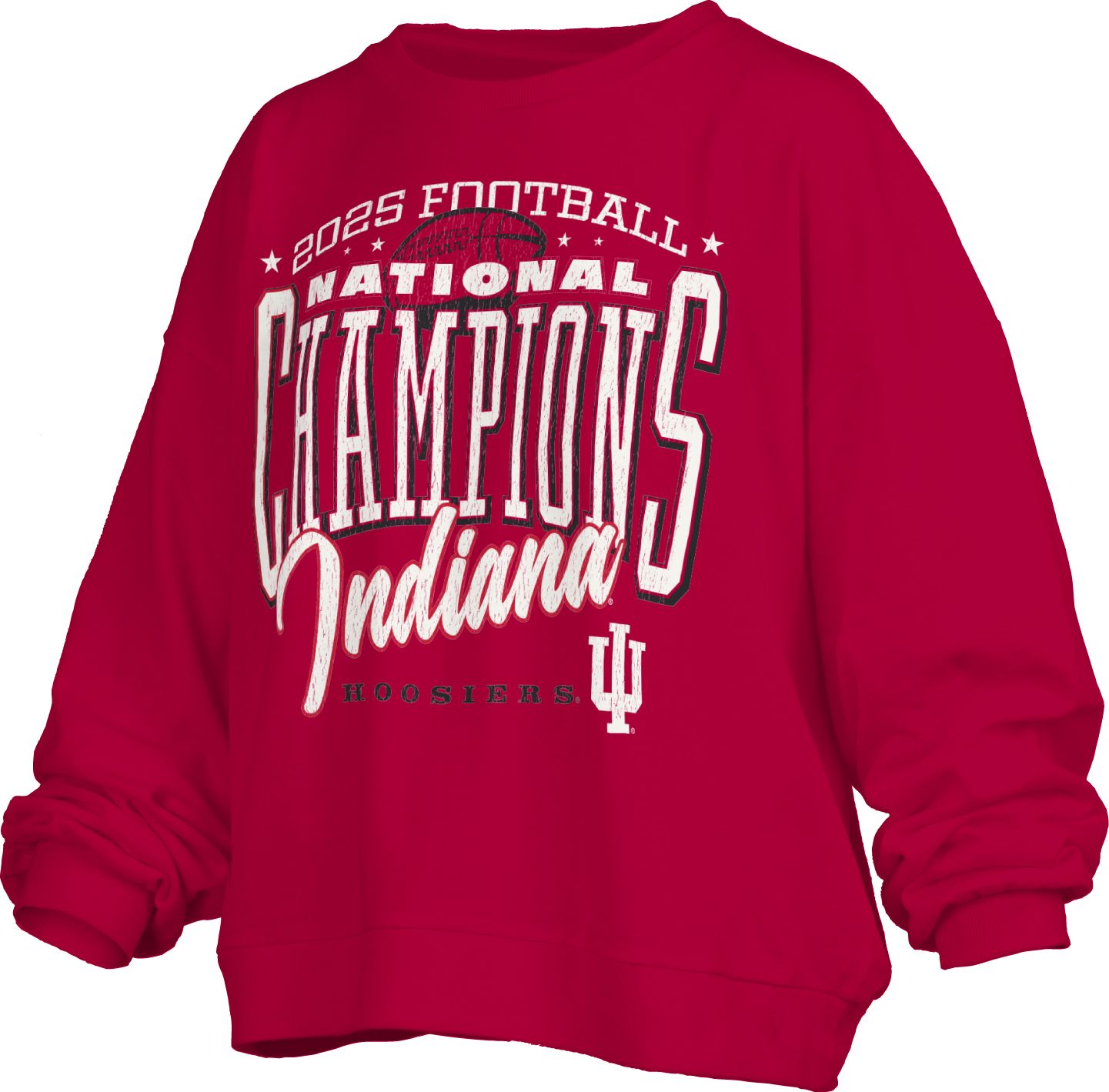Pressbox Women's Indiana Hoosiers 2025-26 CFP National Champions Crimson Over-Sized Crew Sweatshirt