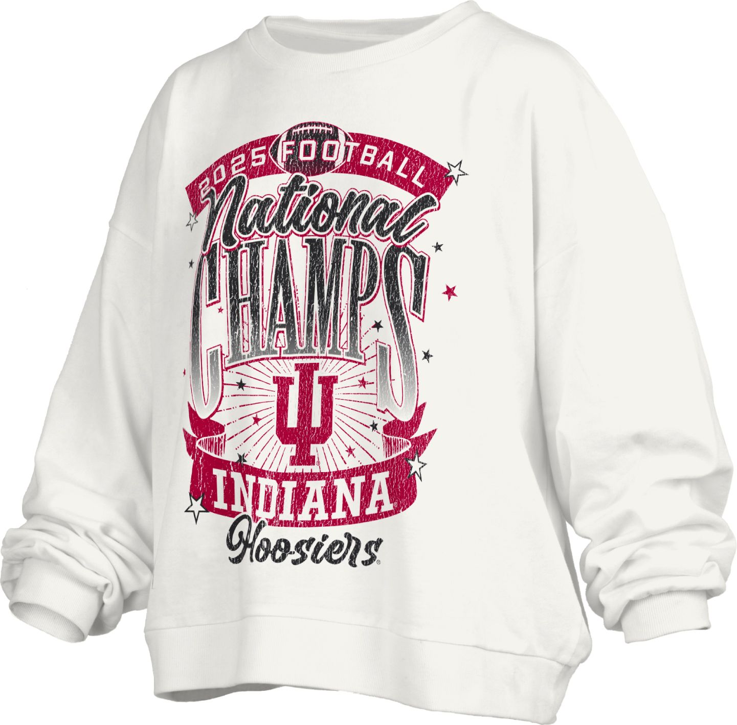 Pressbox Women's Indiana Hoosiers 2025-26 CFP National Champions Over-Sized Crew Sweatshirt