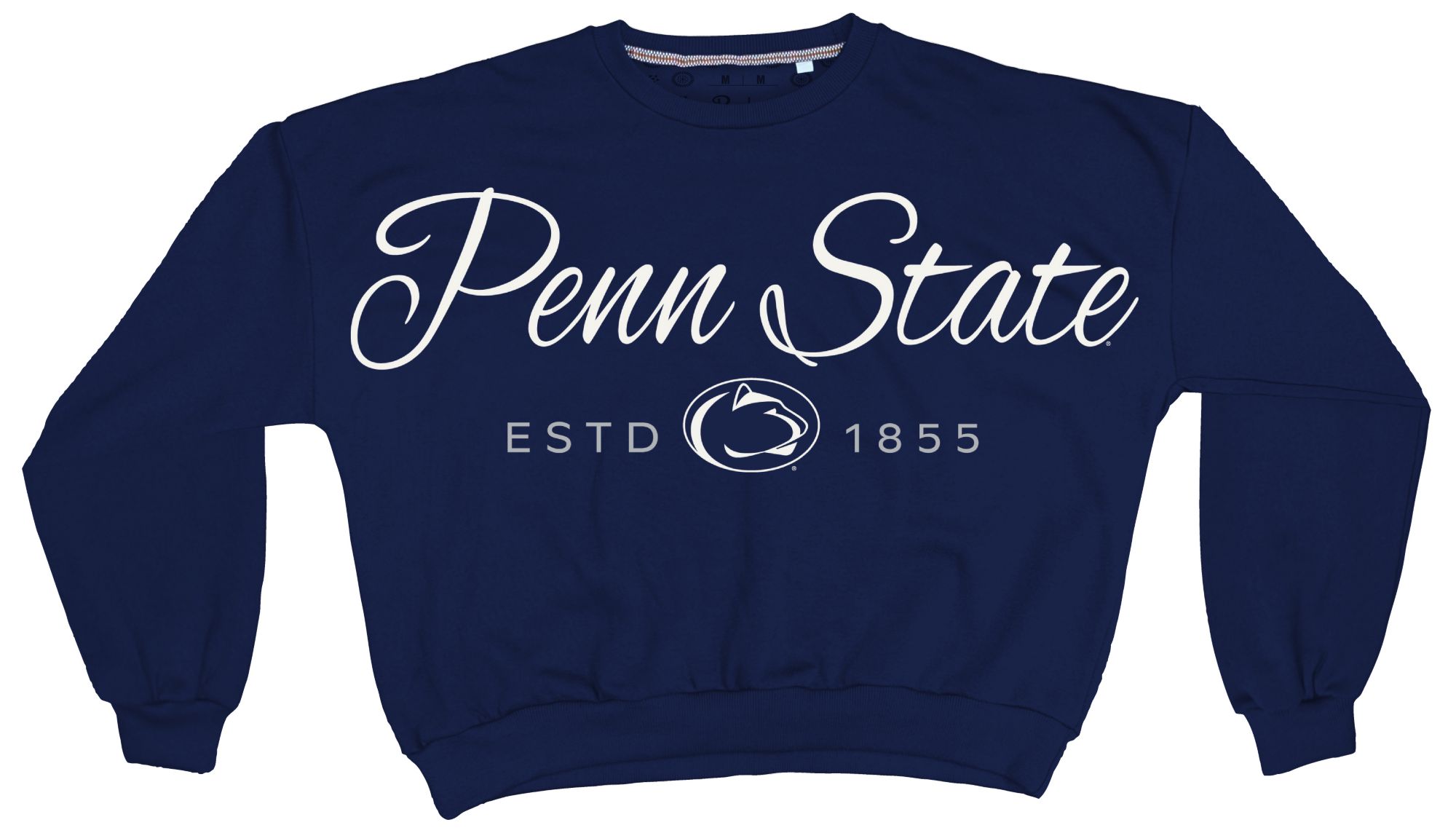 Pressbox Women's Penn State Nittany Lions Navy Alexus Script Janise Fleece Oversized Crewneck Sweatshirt