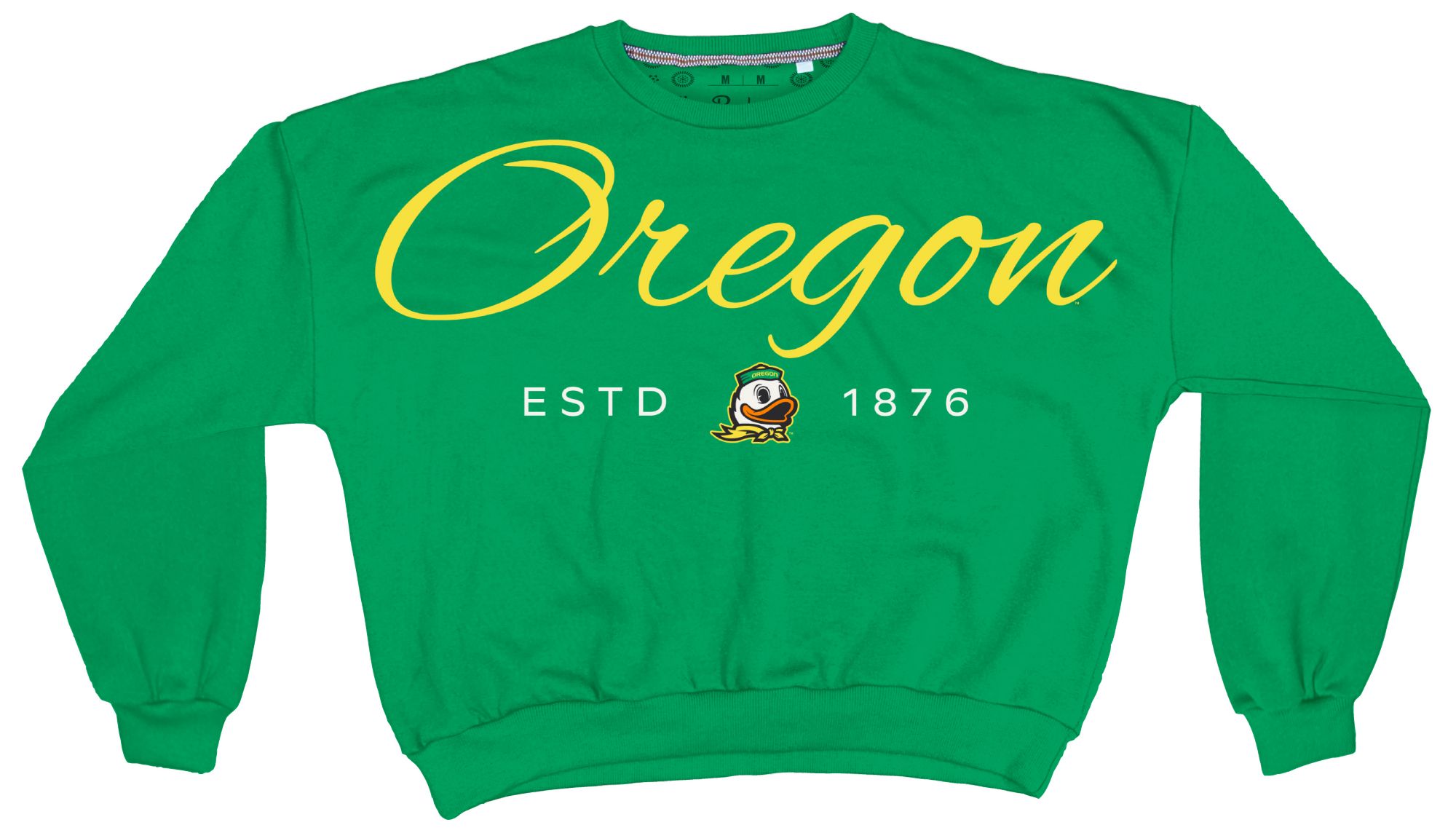 Pressbox Women's Oregon Ducks Kelly Green Alexus Script Janise Fleece Oversized Crewneck Sweatshirt