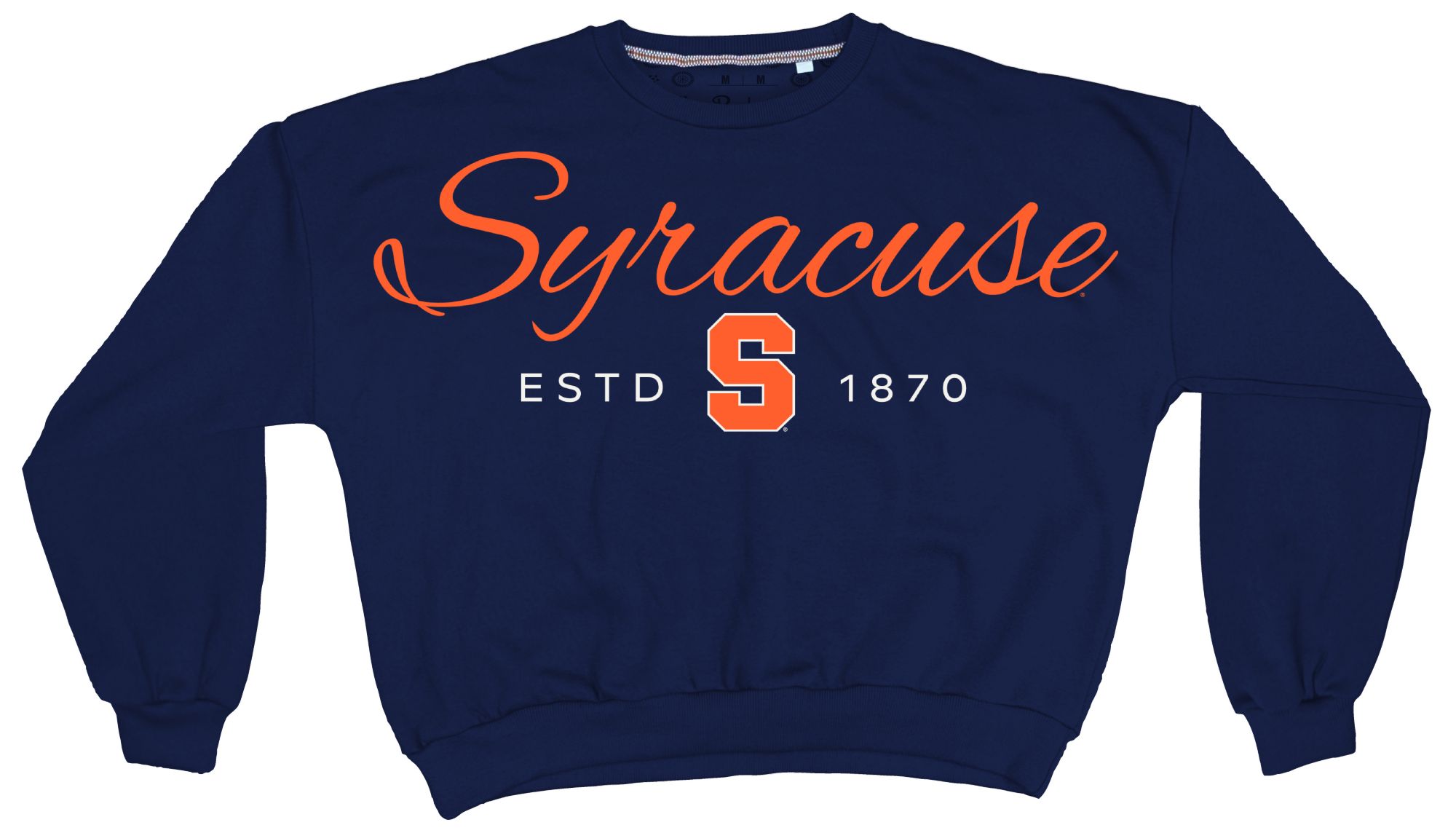 Pressbox Women's Syracuse Orange Navy Alexus Script Janise Fleece Oversized Crewneck Sweatshirt
