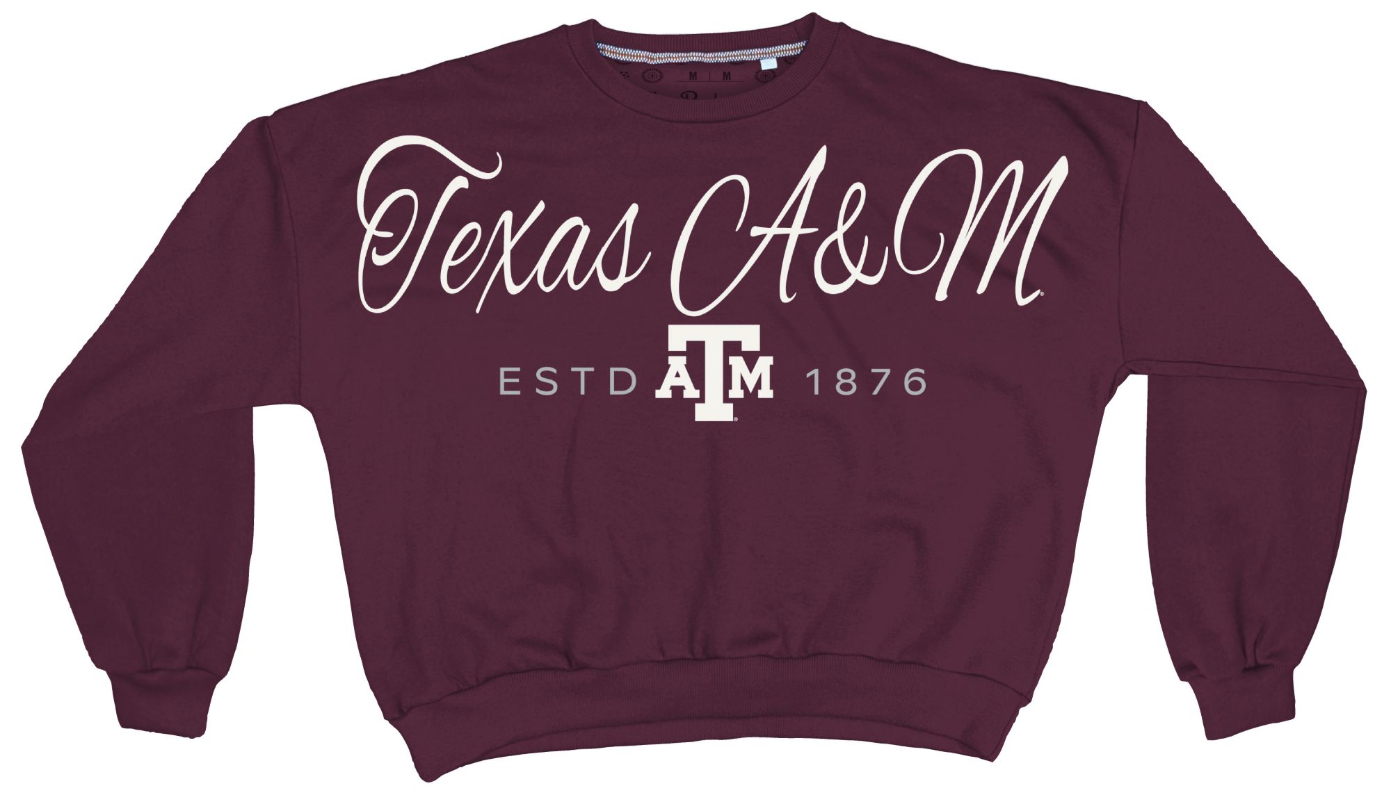 Pressbox Women's Texas A&M Aggies Maroon Alexus Script Janise Fleece Oversized Crewneck Sweatshirt