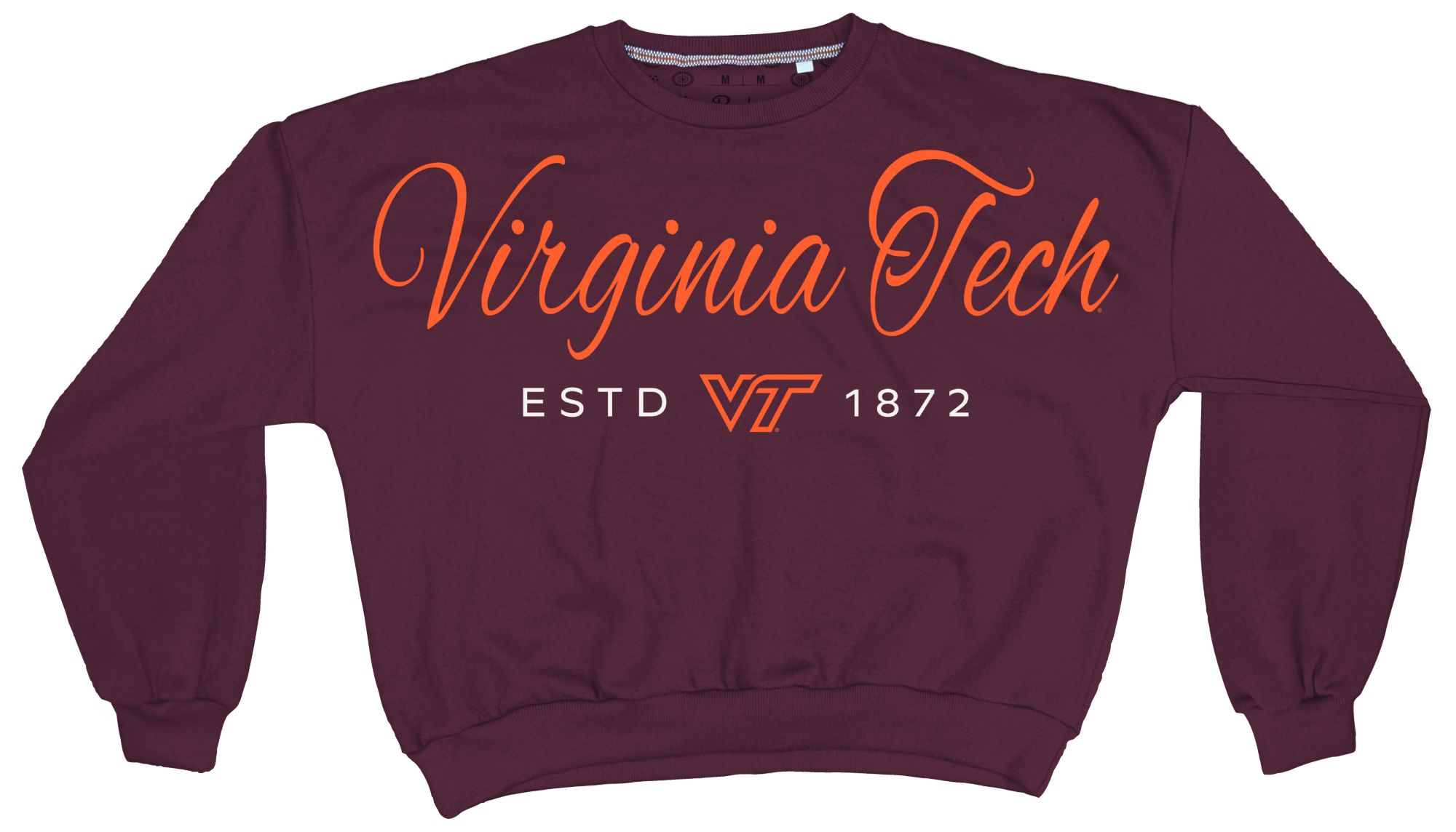 Pressbox Women's Virginia Tech Hokies Maroon Alexus Script Janise Fleece Oversized Crewneck Sweatshirt