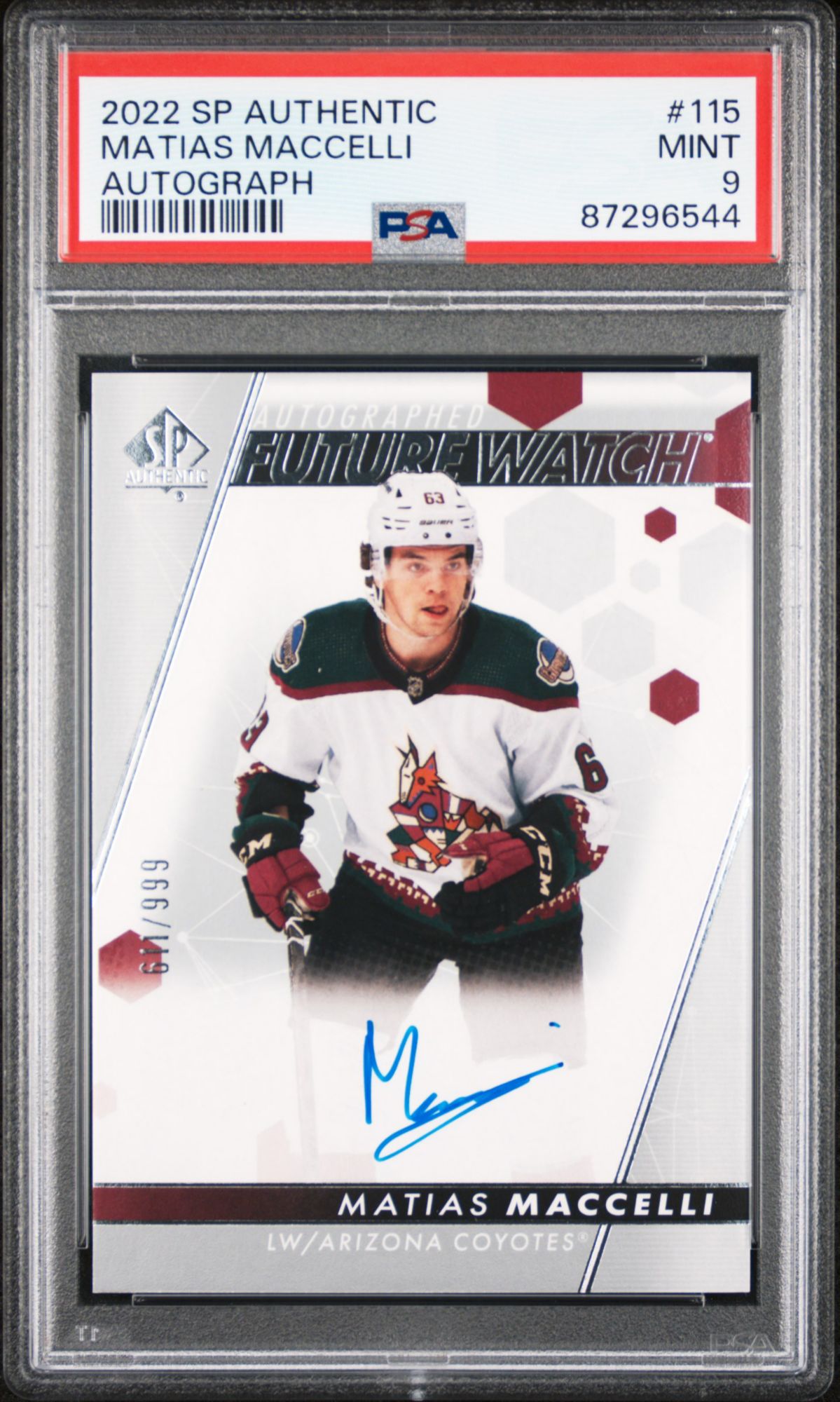 2022 Sp Authentic 115 Matias Maccelli Autograph PSA 9