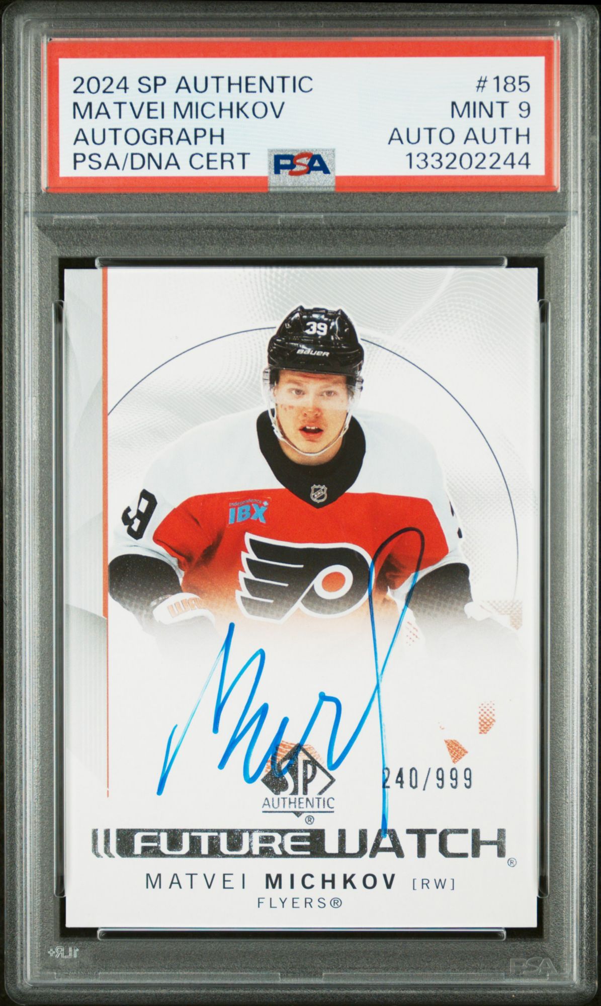 2024 Upper Deck Sp Authentic 185 Matvei Michkov Autograph PSA 9