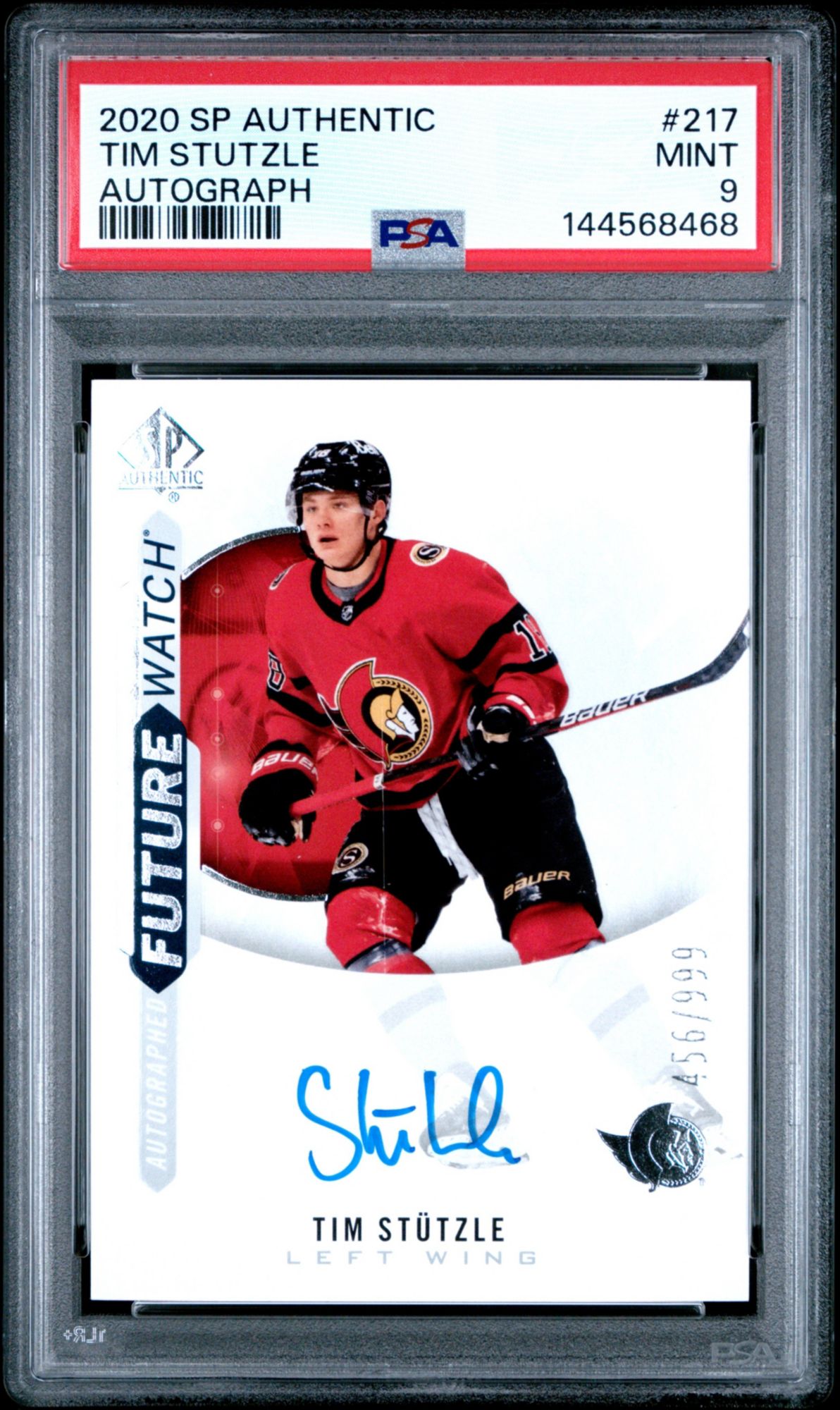 2020 Sp Authentic 217 Tim Stutzle Autograph PSA 9
