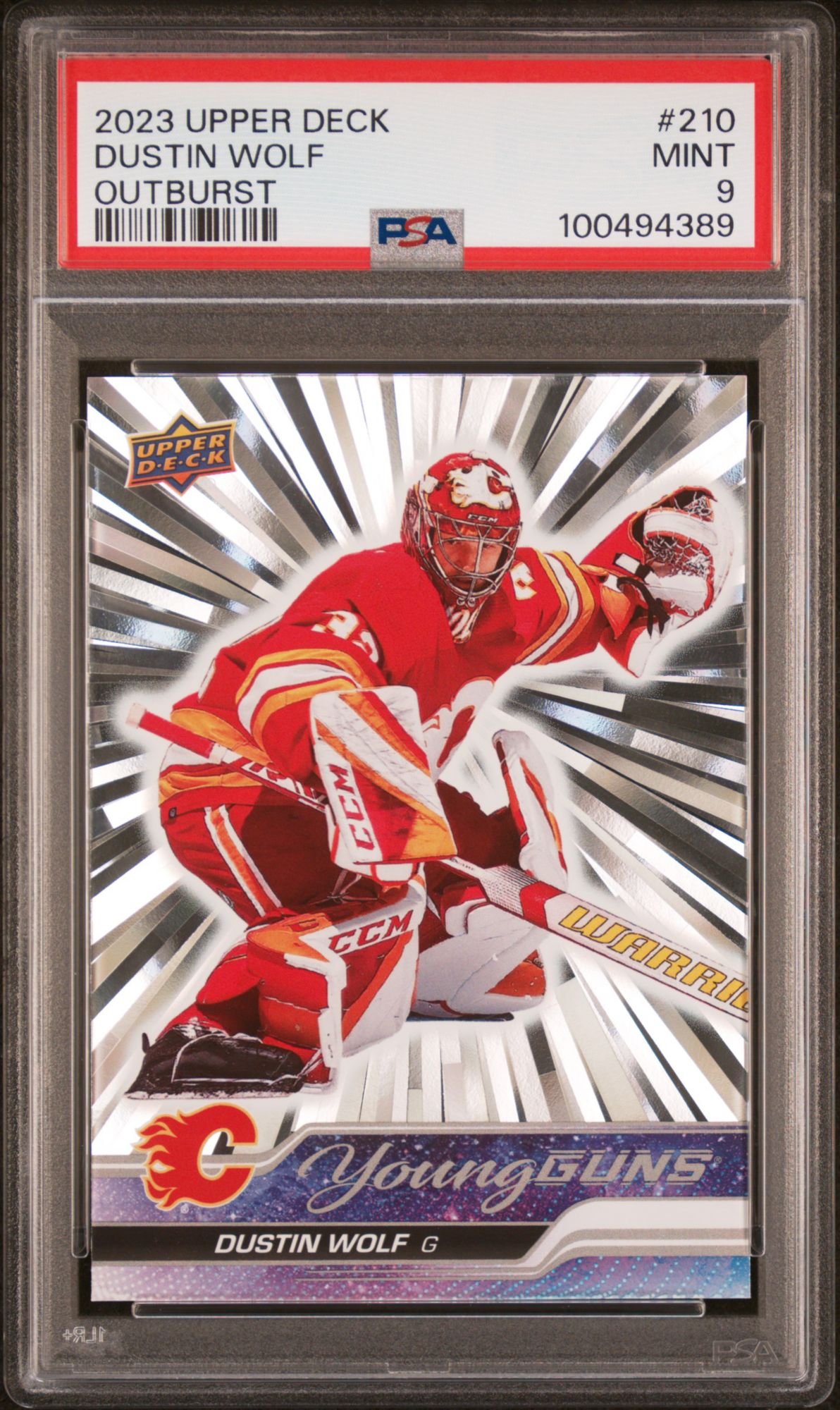 2023 Upper Deck 210 Dustin Wolf Outburst PSA 9