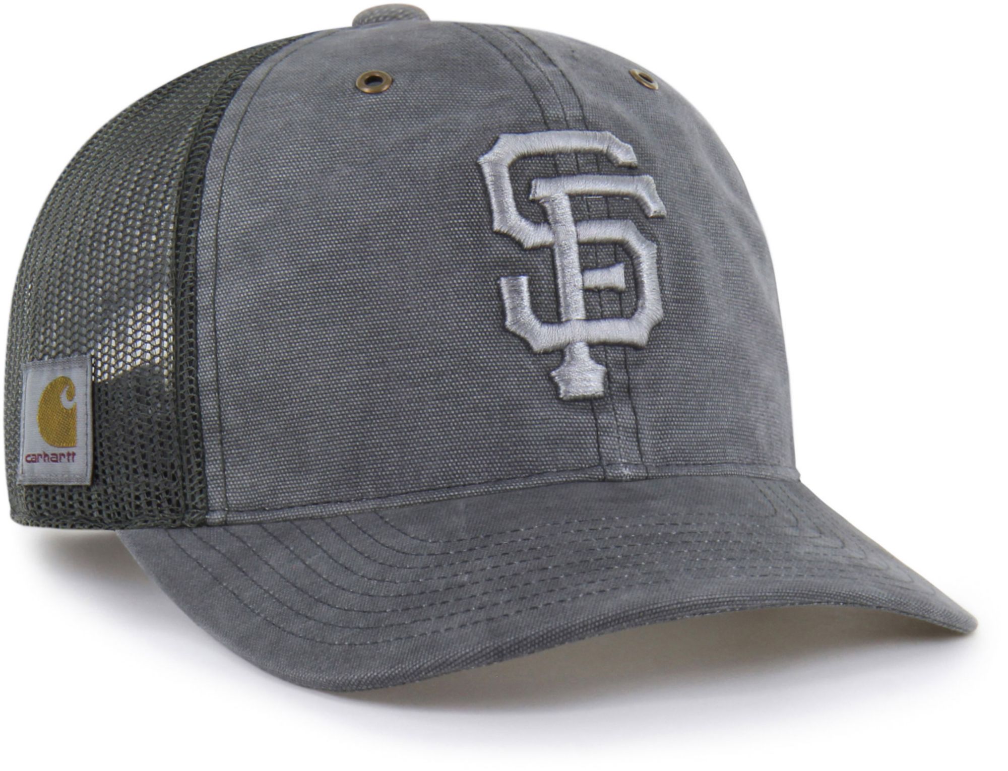 Carhartt x '47 Adult San Francisco Giants Charcoal Garment Dyed Trucker Adjustable Hat