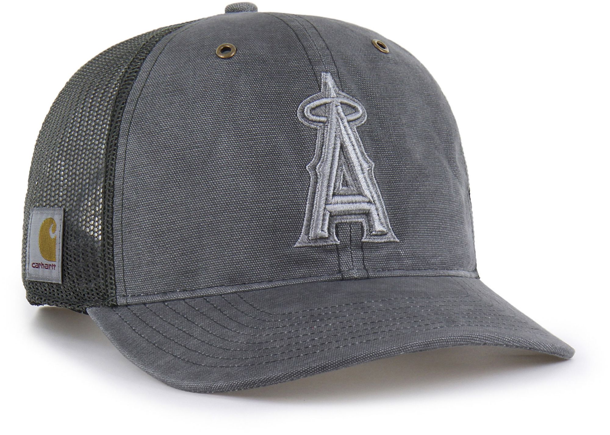 Carhartt x '47 Adult Los Angeles Angels Charcoal Garment Dyed Trucker Adjustable Hat