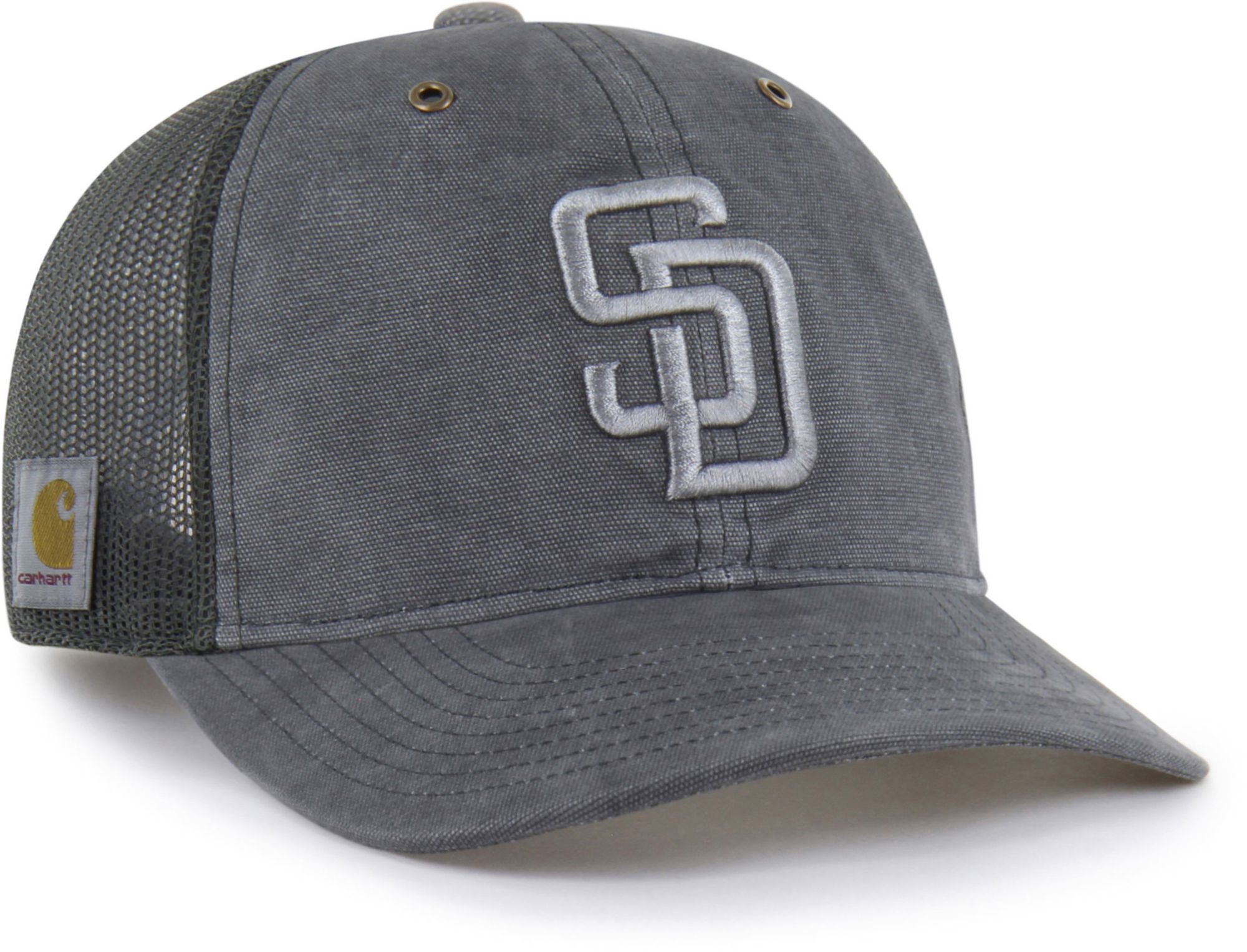 Carhartt x '47 Adult San Diego Padres Charcoal Garment Dyed Trucker Adjustable Hat