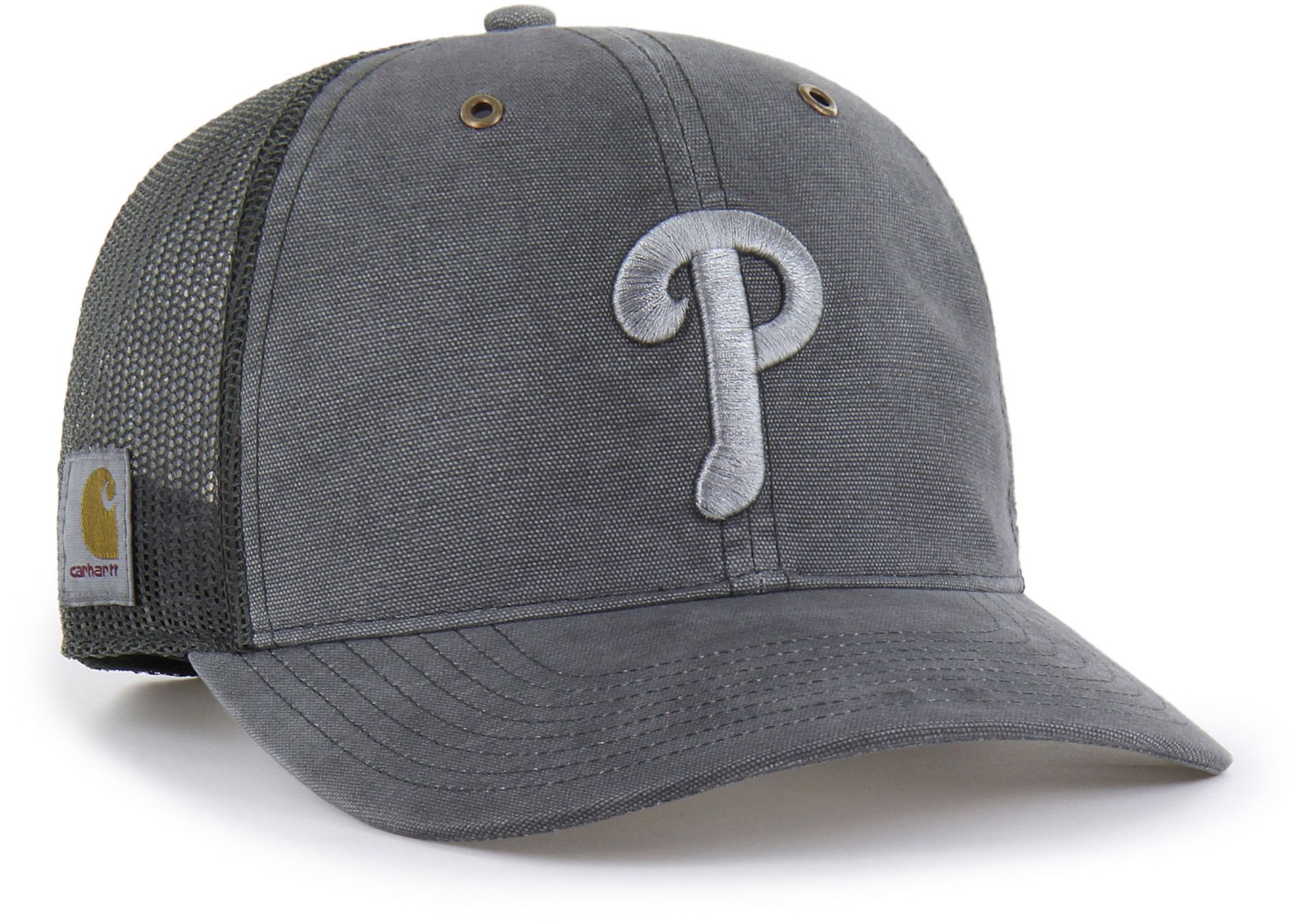 Carhartt x '47 Adult Philadelphia Phillies Charcoal Garment Dyed Trucker Adjustable Hat