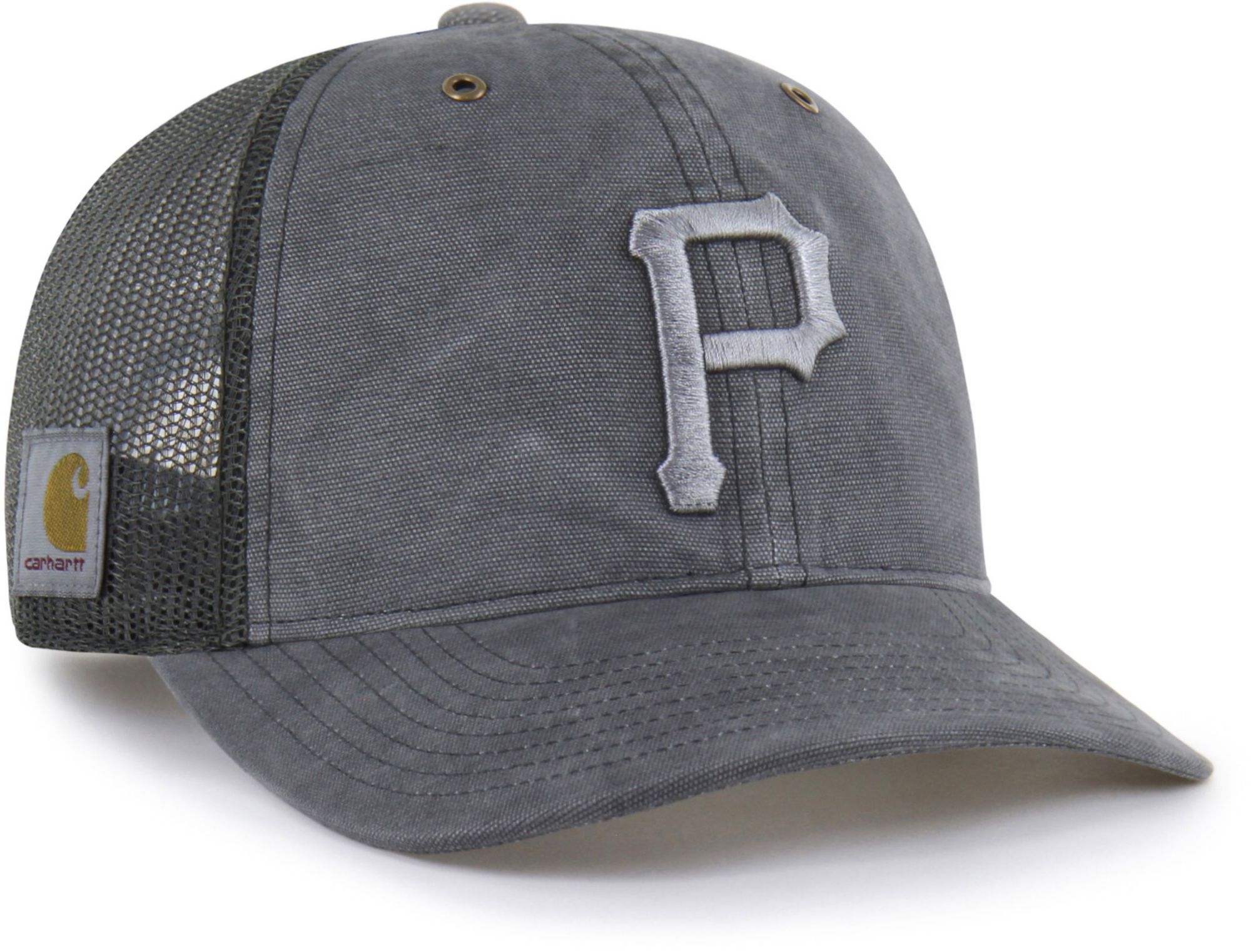 Carhartt x '47 Adult Pittsburgh Pirates Charcoal Garment Dyed Trucker Adjustable Hat