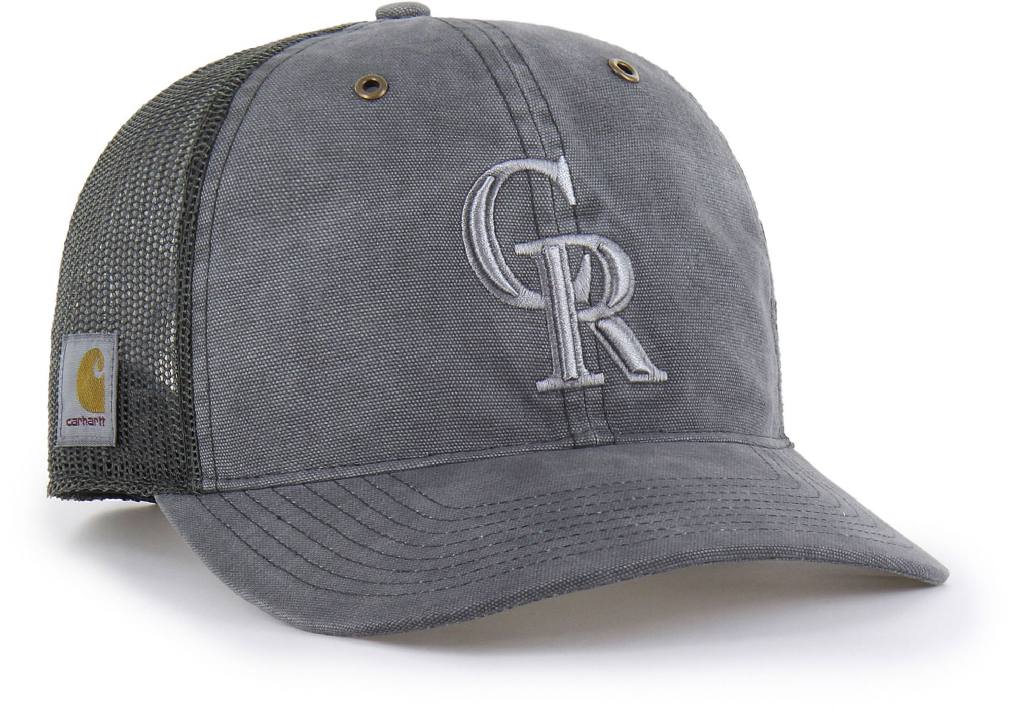 Carhartt x '47 Adult Colorado Rockies Charcoal Garment Dyed Trucker Adjustable Hat