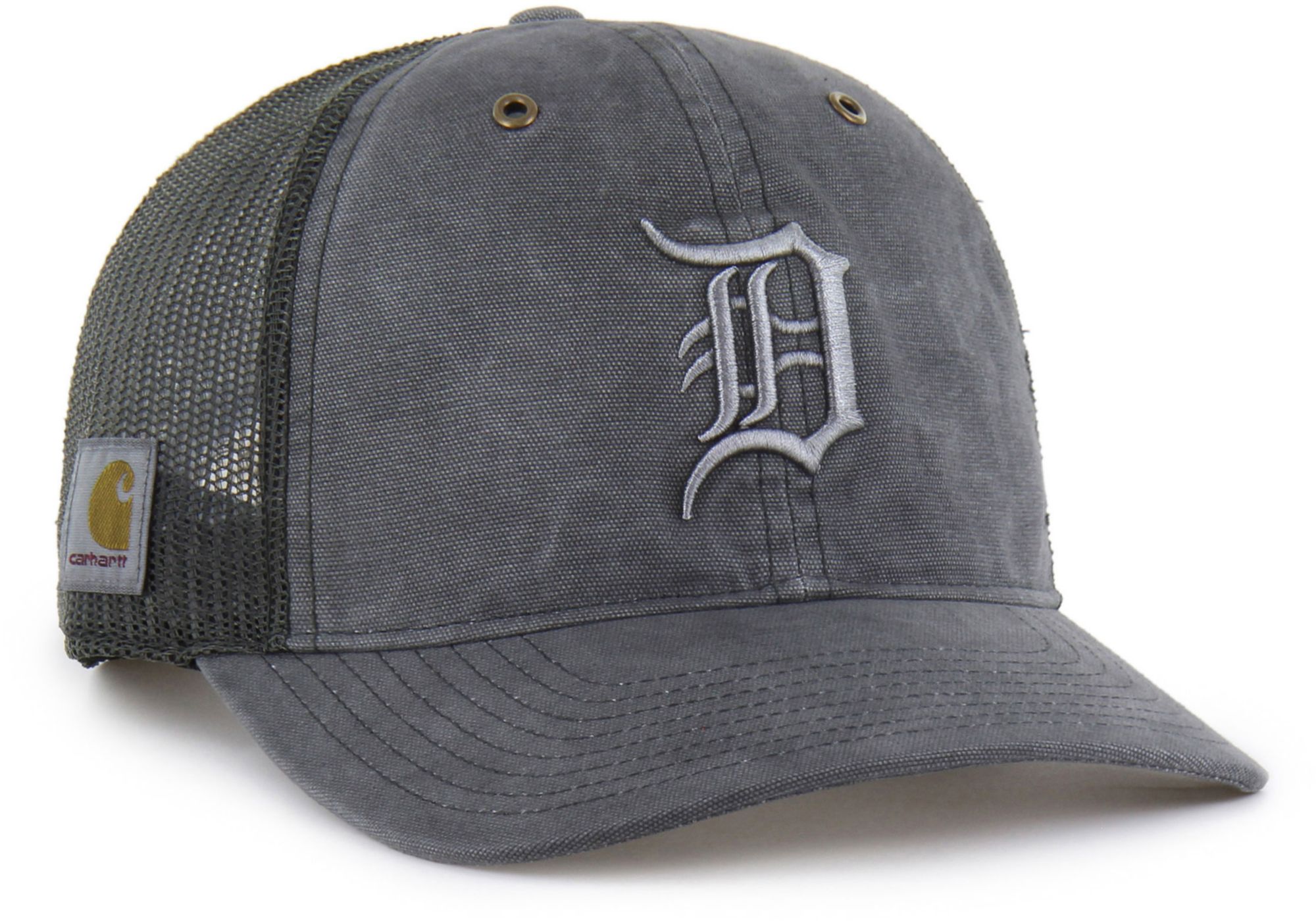Carhartt x '47 Adult Detroit Tigers Charcoal Garment Dyed Trucker Adjustable Hat