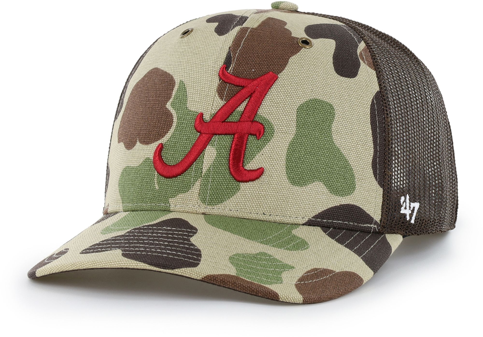 Carhartt x '47 Adult Alabama Crimson Tide Duck Camo Adjustable Trucker Hat