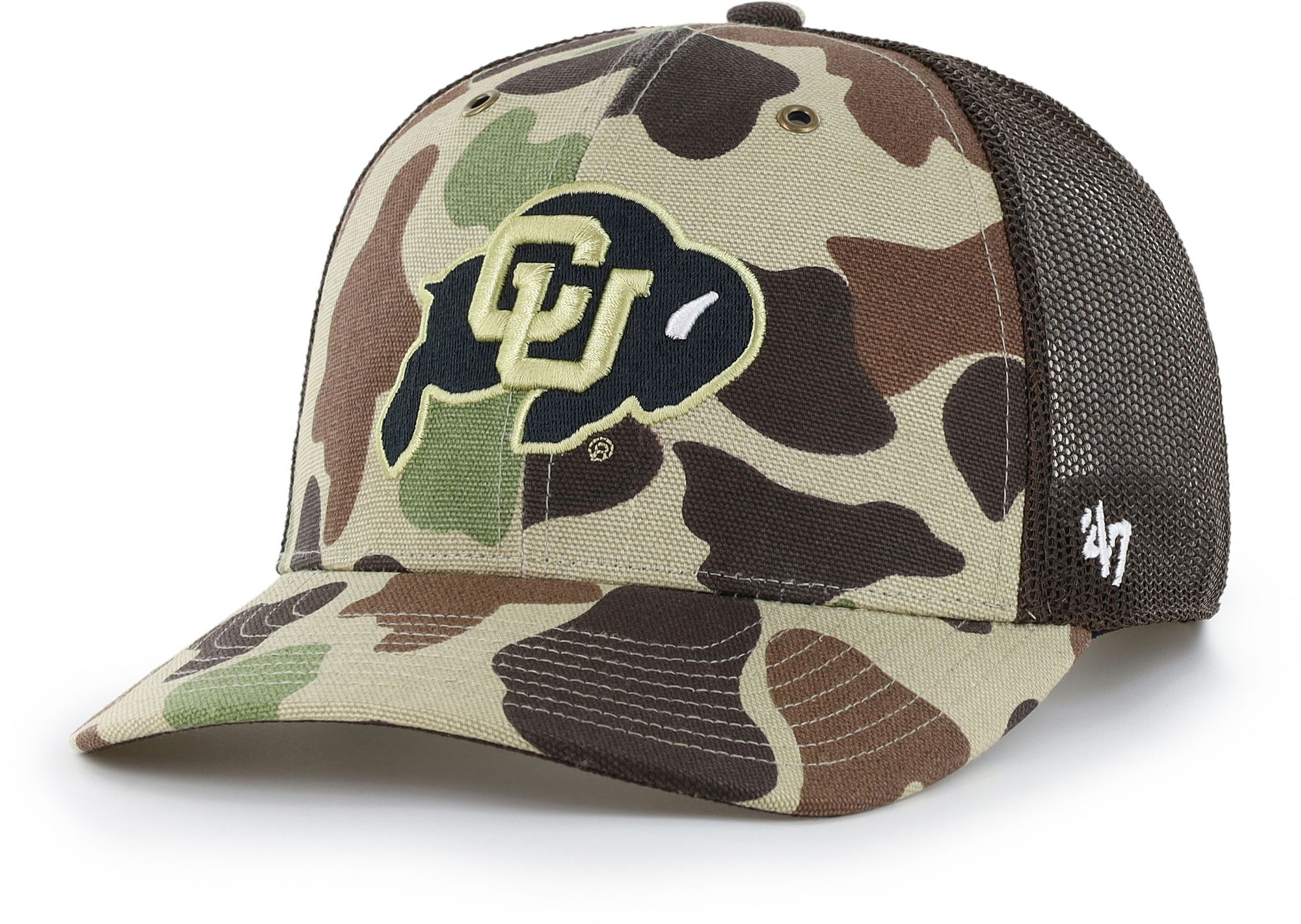 Carhartt x '47 Adult Colorado Buffaloes Duck Camo Adjustable Trucker Hat