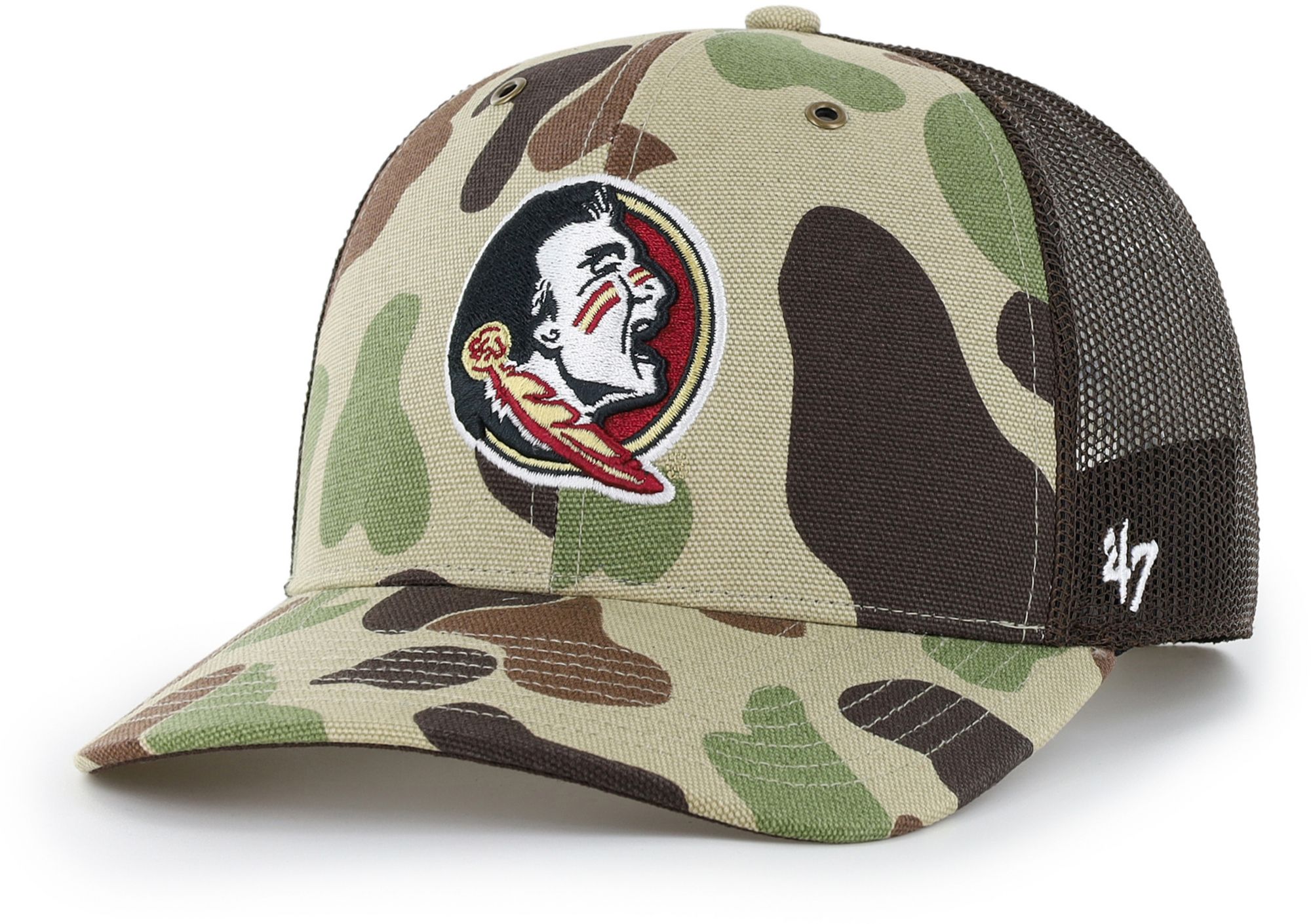 Carhartt x '47 Adult Florida State Seminoles Duck Camo Adjustable Trucker Hat