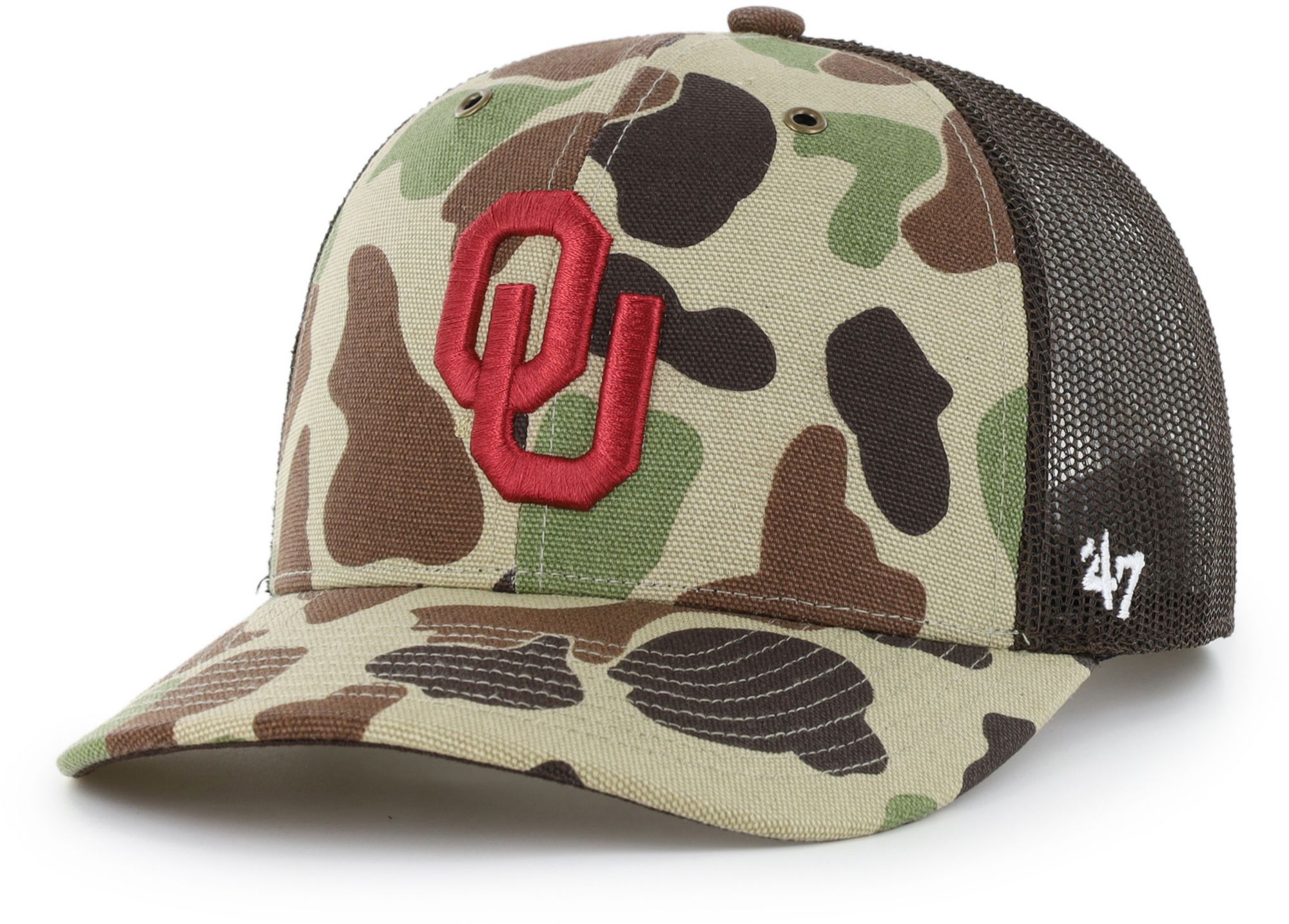 Carhartt x '47 Adult Oklahoma Sooners Duck Camo Adjustable Trucker Hat