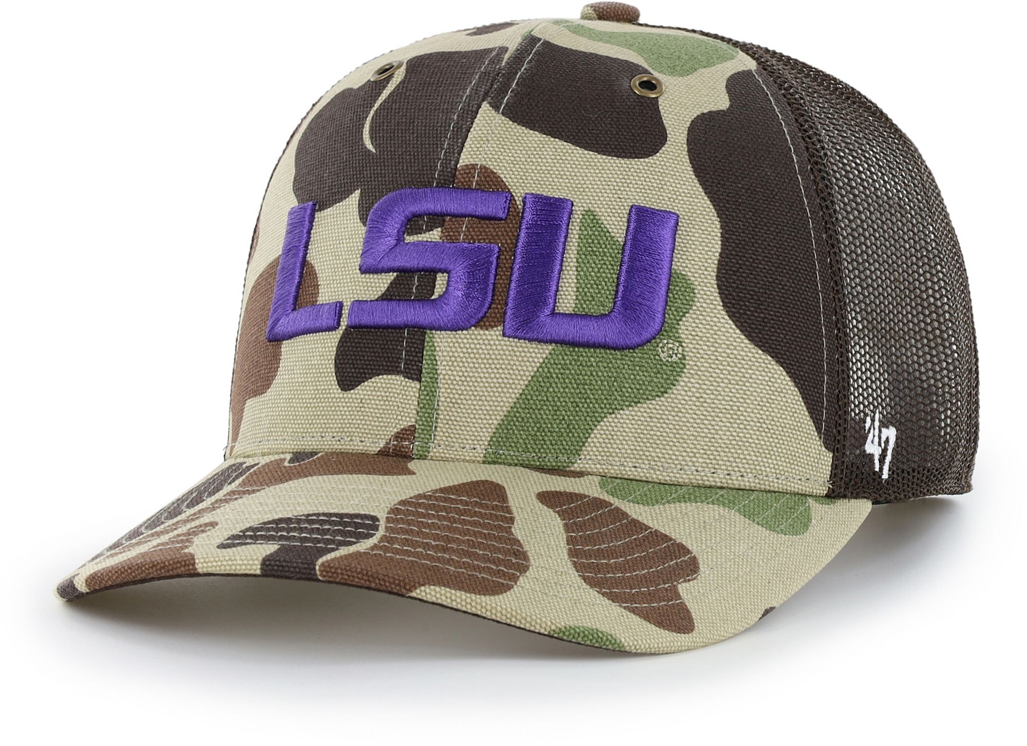 Carhartt x '47 Adult LSU Tigers Duck Camo Adjustable Trucker Hat