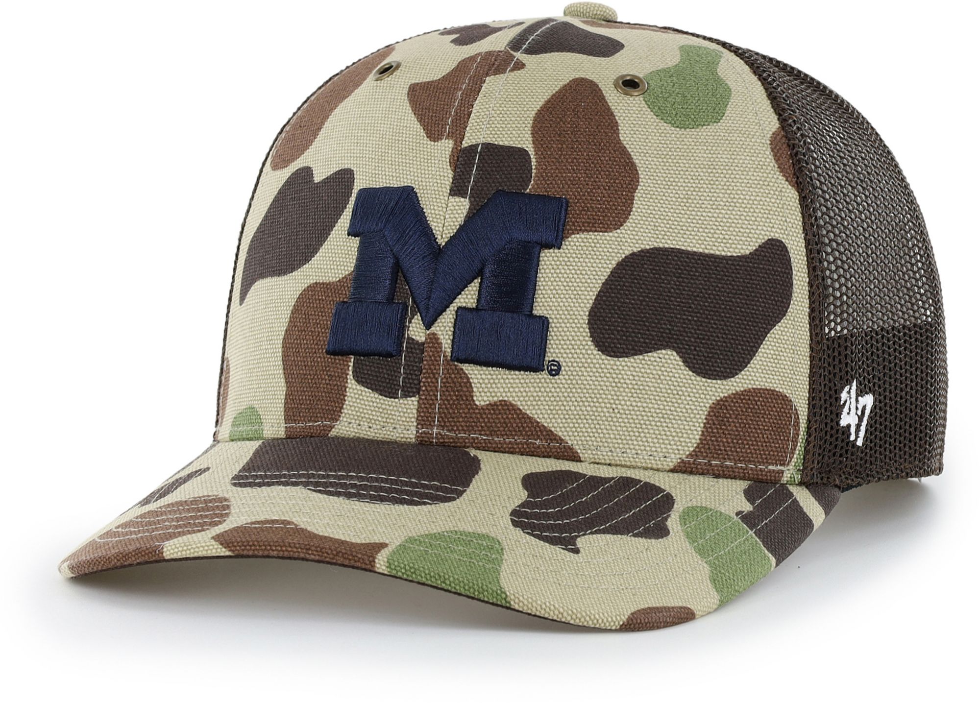 Carhartt x '47 Adult Michigan Wolverines Duck Camo Adjustable Trucker Hat
