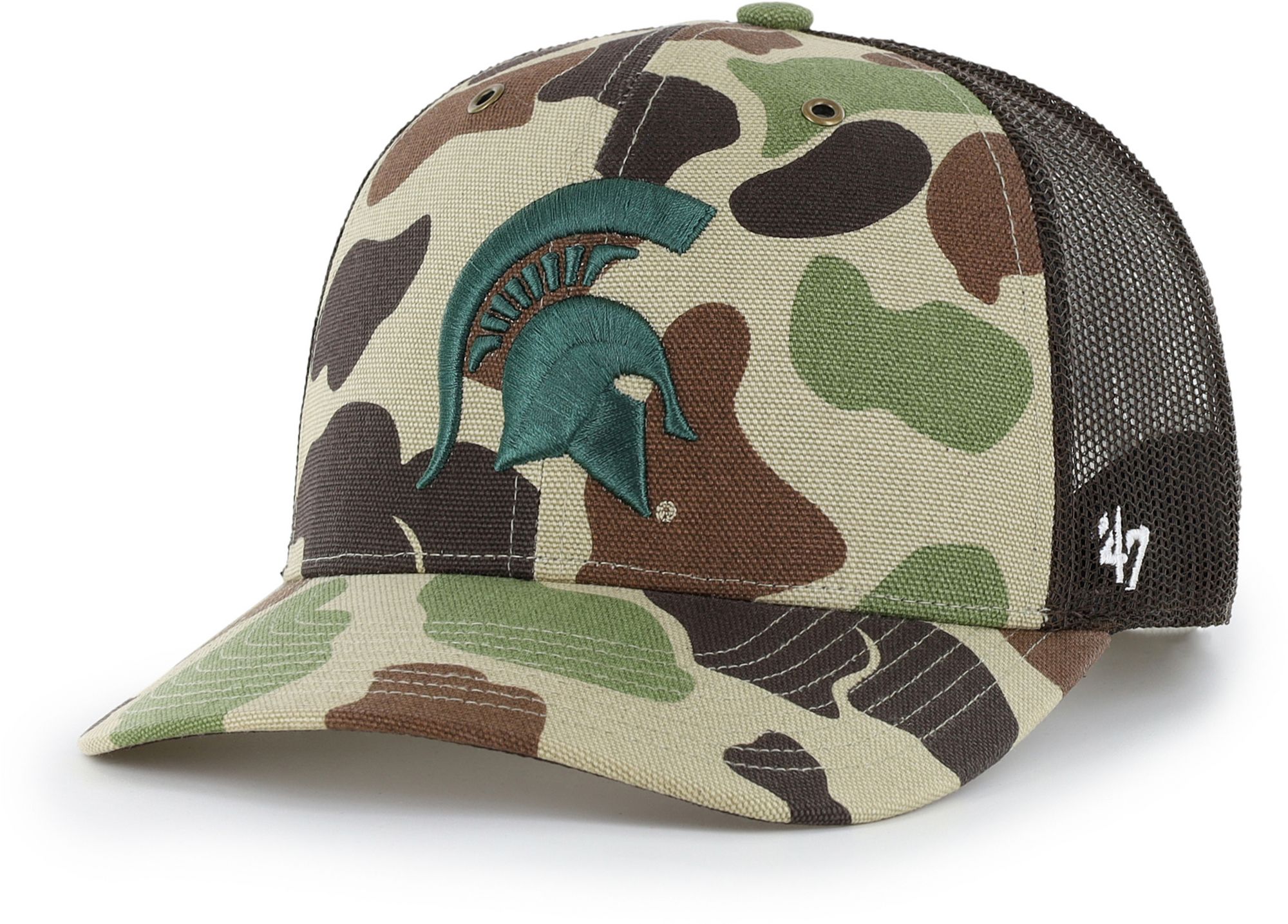 Carhartt x '47 Adult Michigan State Spartans Duck Camo Adjustable Trucker Hat