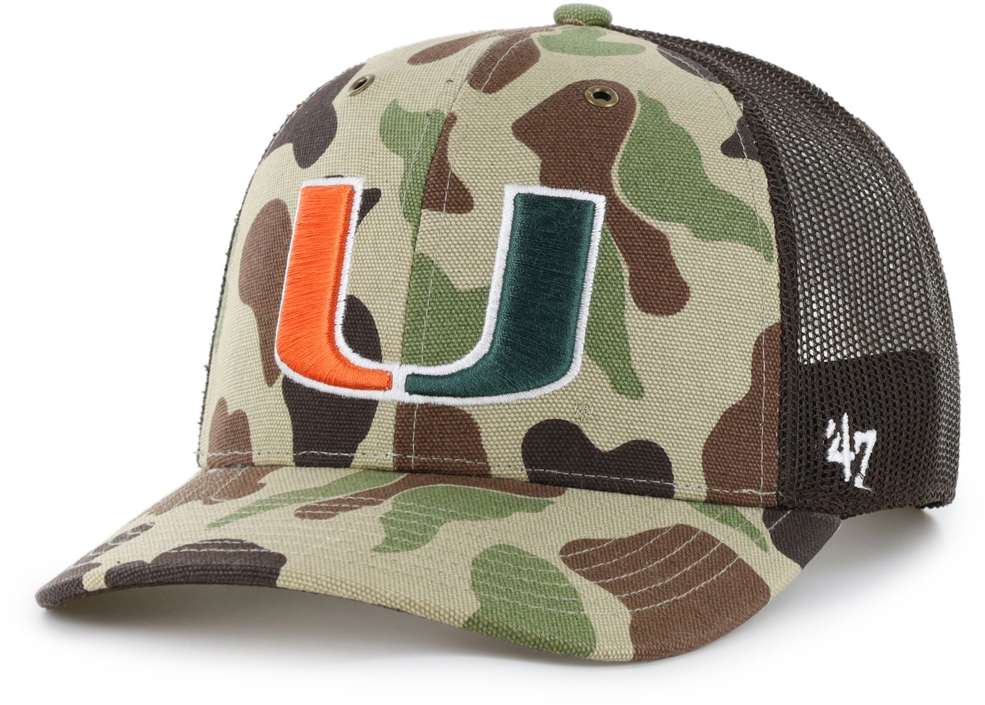 Carhartt x '47 Adult Miami Hurricanes Duck Camo Adjustable Trucker Hat