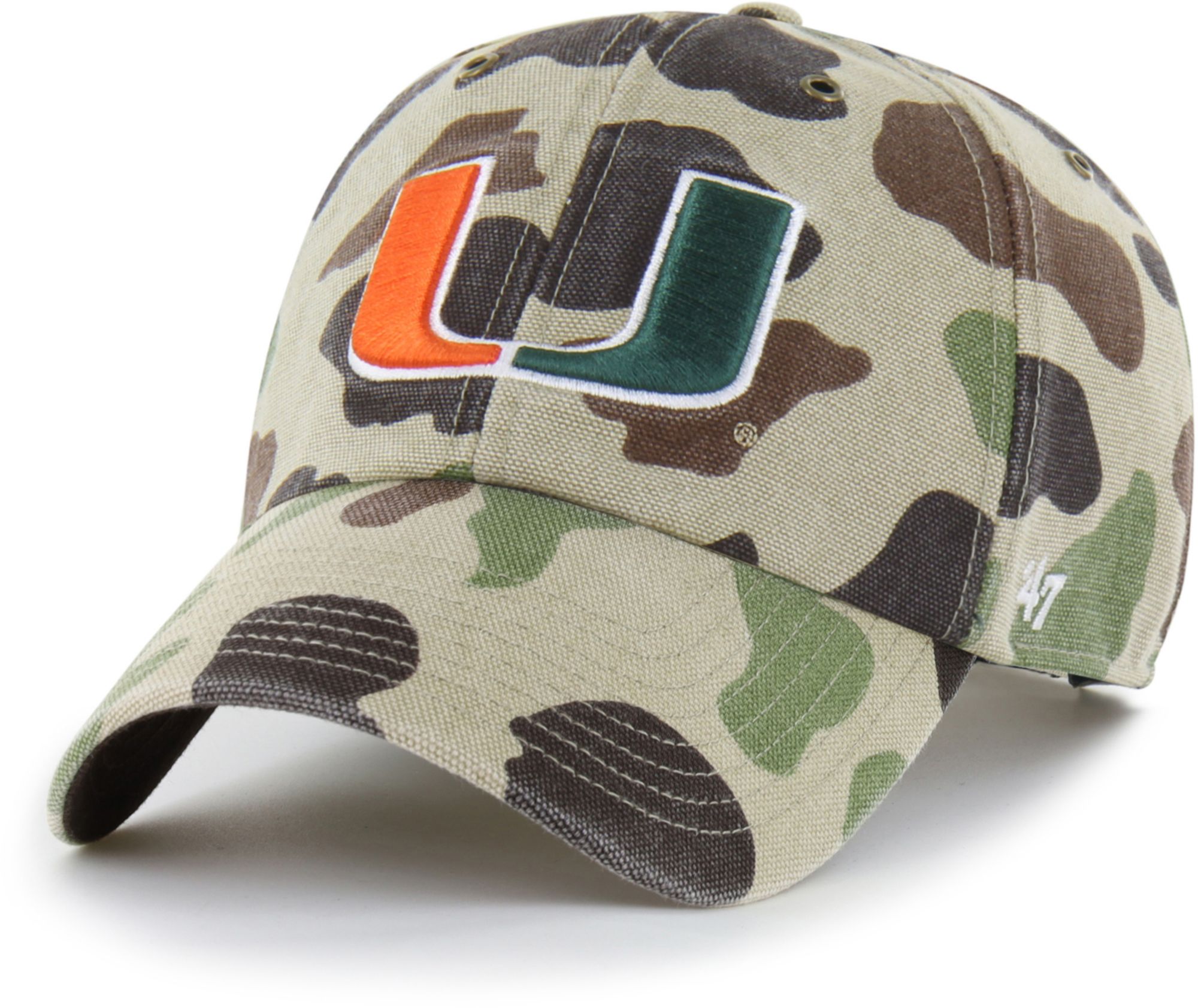 Carhartt x '47 Adult Miami Hurricanes Duck Camo Clean Up Adjustable Hat