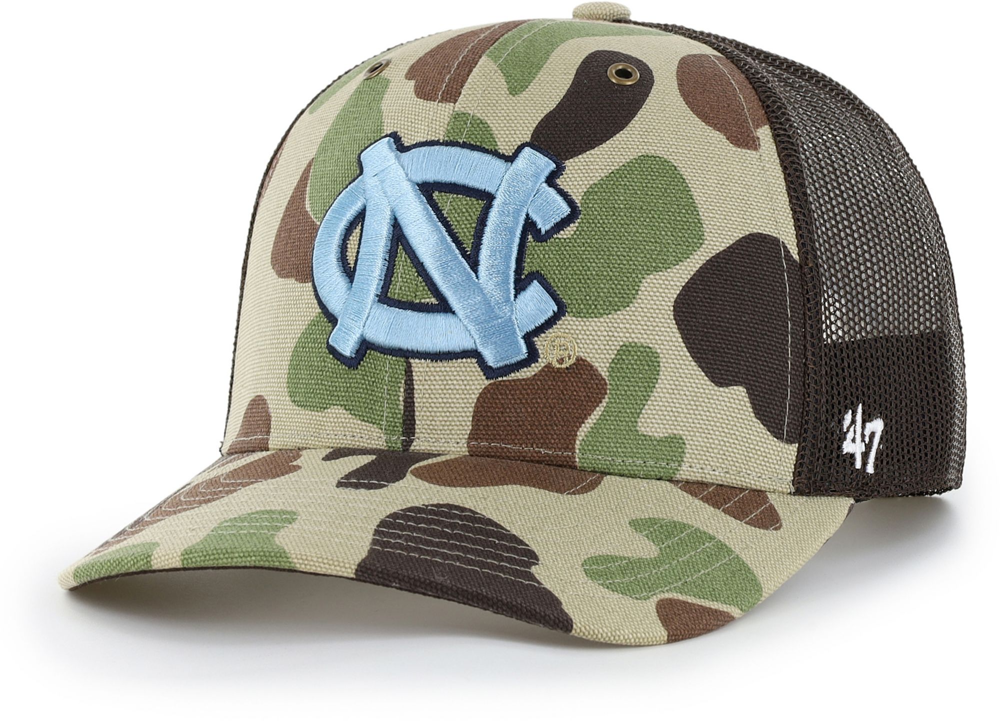 Carhartt x '47 Adult North Carolina Tar Heels Duck Camo Adjustable Trucker Hat