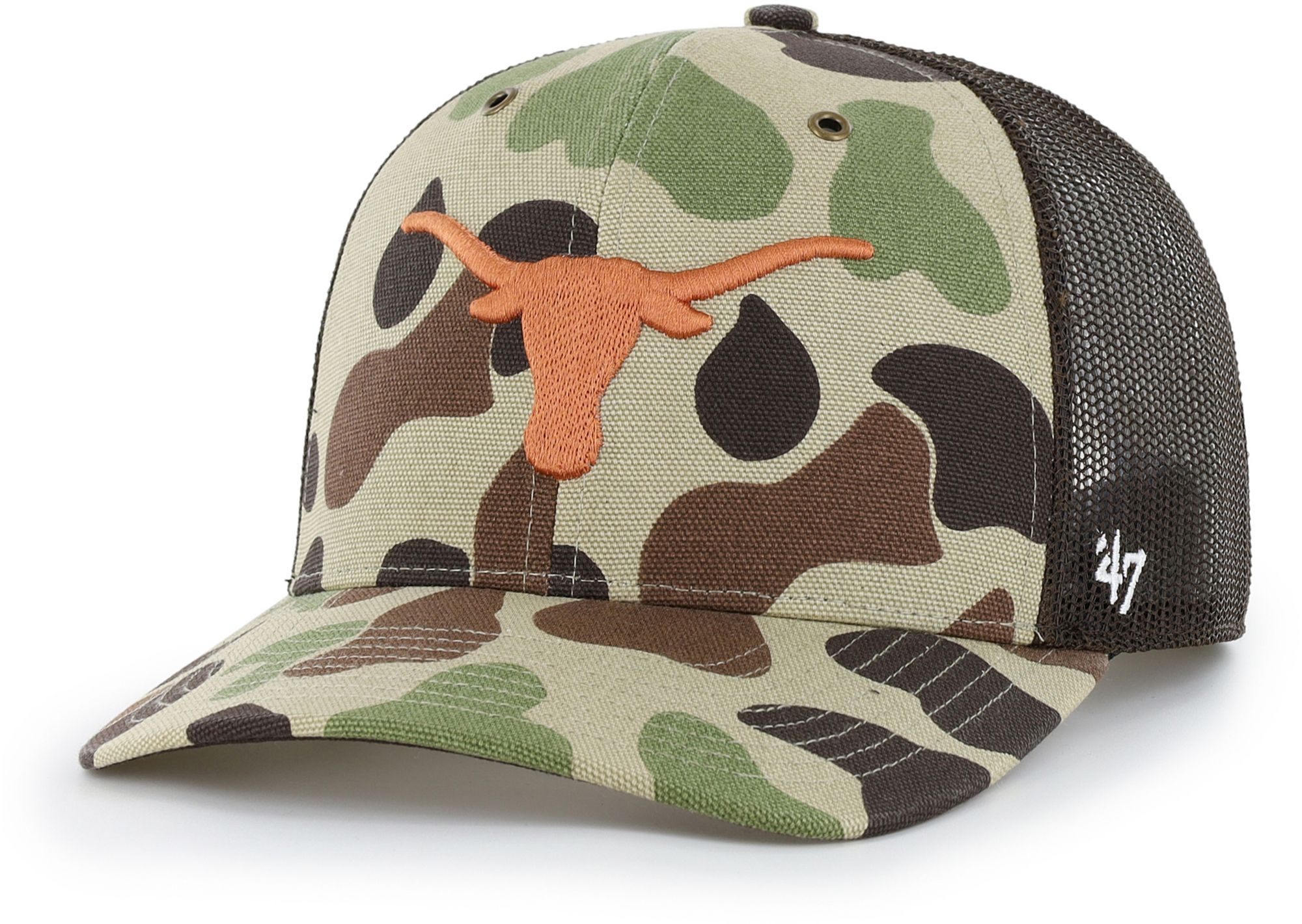 Carhartt x '47 Adult Texas Longhorns Duck Camo Adjustable Trucker Hat