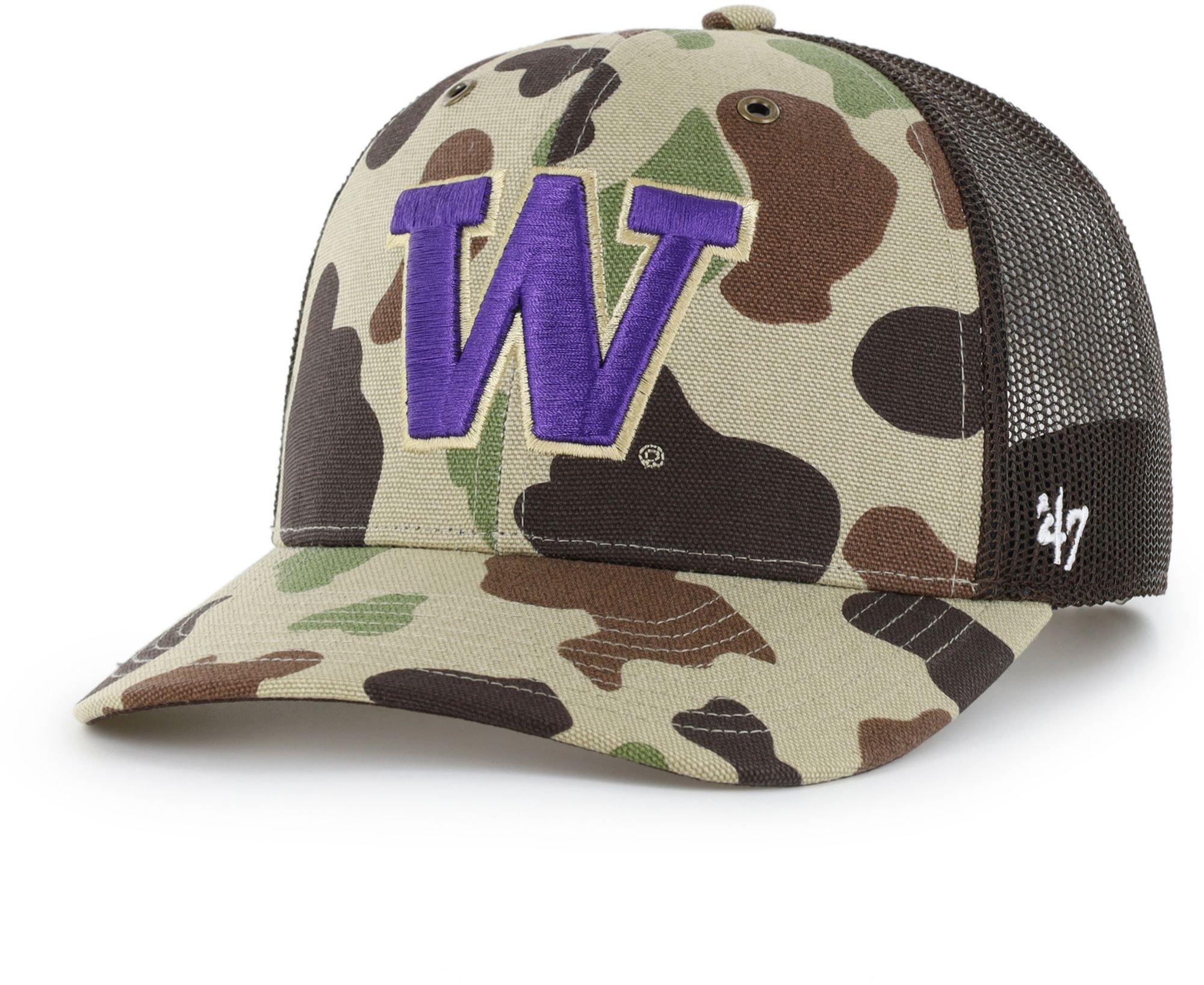 Carhartt x '47 Adult Washington Huskies Duck Camo Adjustable Trucker Hat