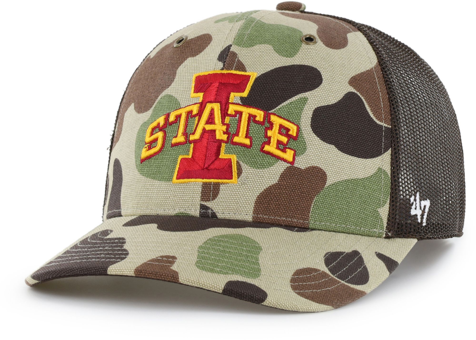 Carhartt x '47 Adult Iowa State Cyclones Duck Camo Adjustable Trucker Hat
