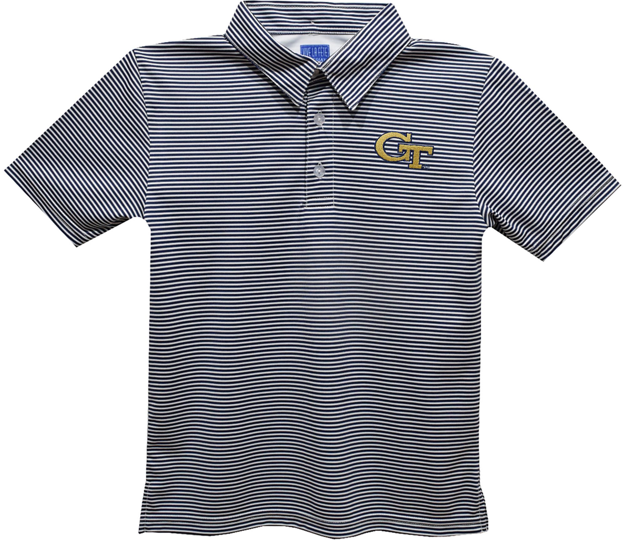 Vive La Fete Boys' Georgia Tech Yellow Jackets Navy Stripe Polo