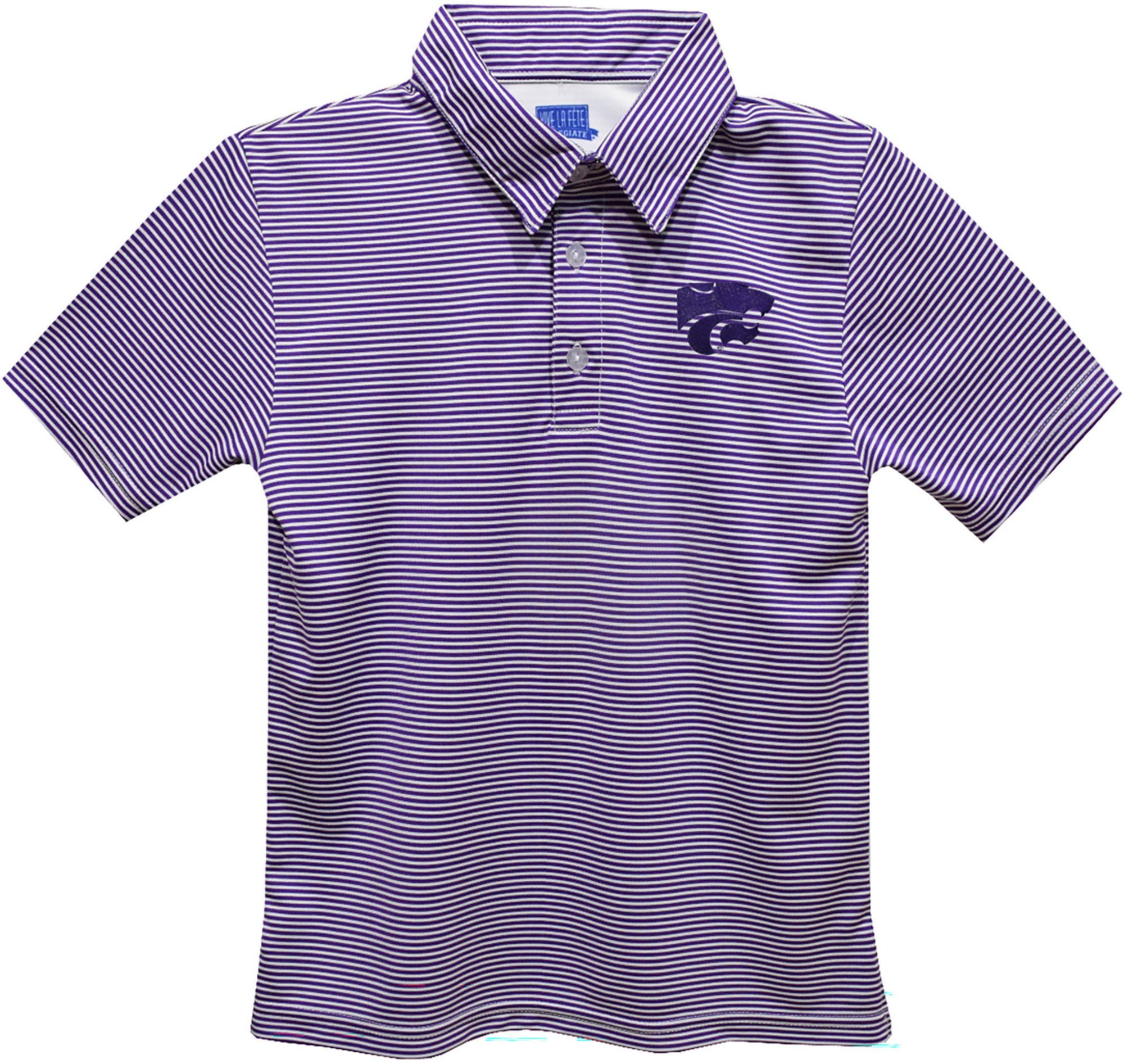 Vive La Fete Boys' Kansas State Wildcats Purple Ted Pencil Stripe Polo