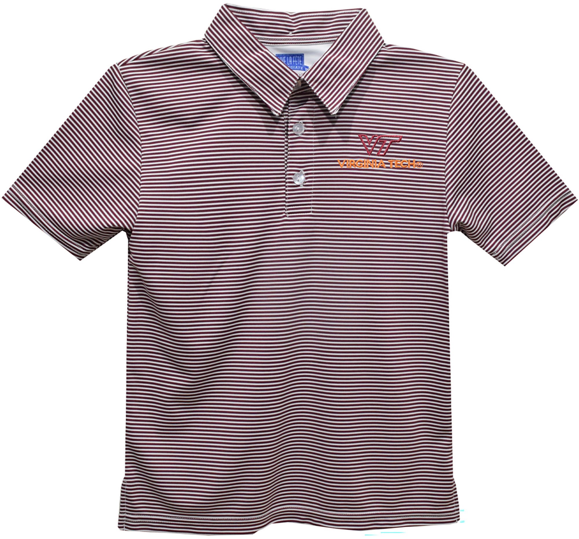 Vive La Fete Boys' Virginia Tech Hokies Maroon Ted Pencil Stripe Polo