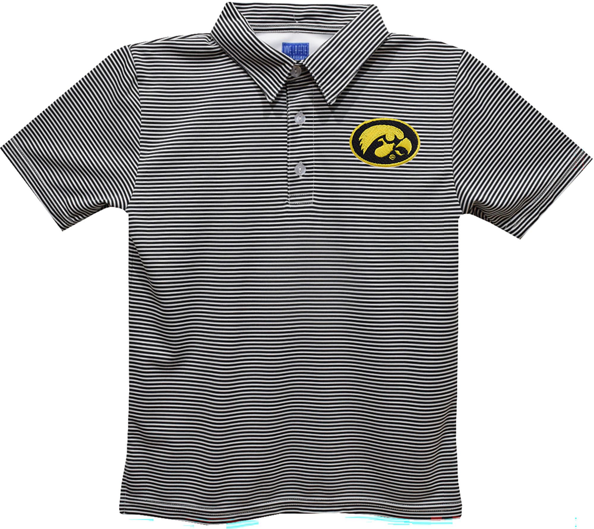 Vive La Fete Boys' Iowa Hawkeyes Black Ted Pencil Stripe Polo