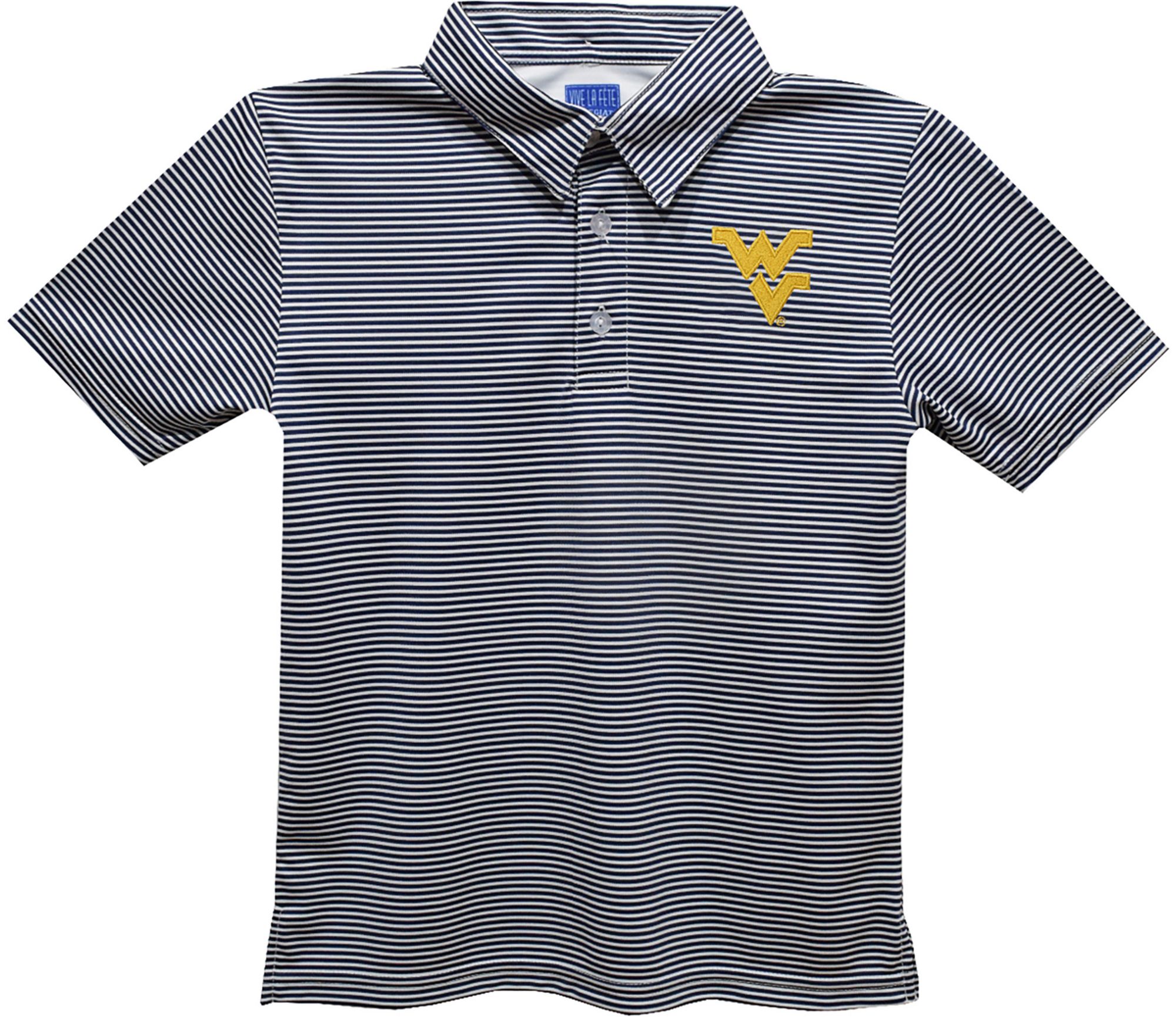 Vive La Fete Boys' West Virginia Mountaineers Navy Ted Pencil Stripe Polo