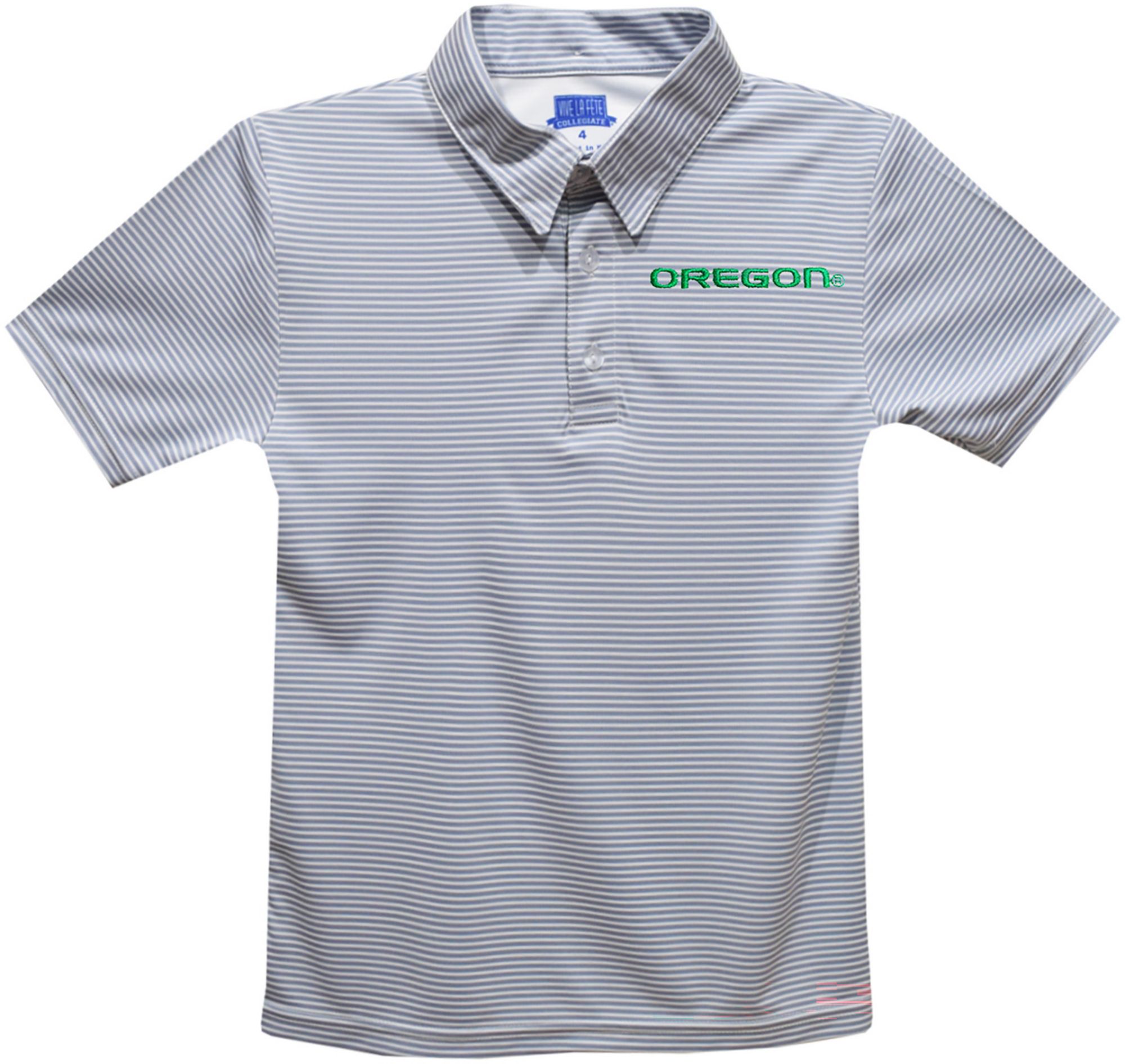 Vive La Fete Boys' Oregon Ducks Gray Ted Pencil Stripe Polo