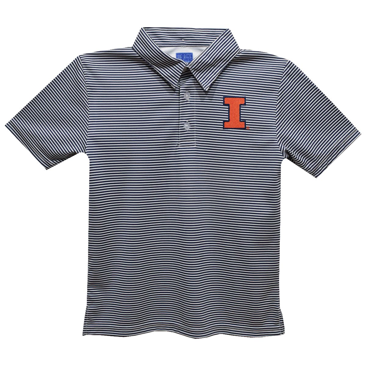 Vive La Fete Boys' Illinois Fighting Illini Navy Ted Pencil Stripe Polo