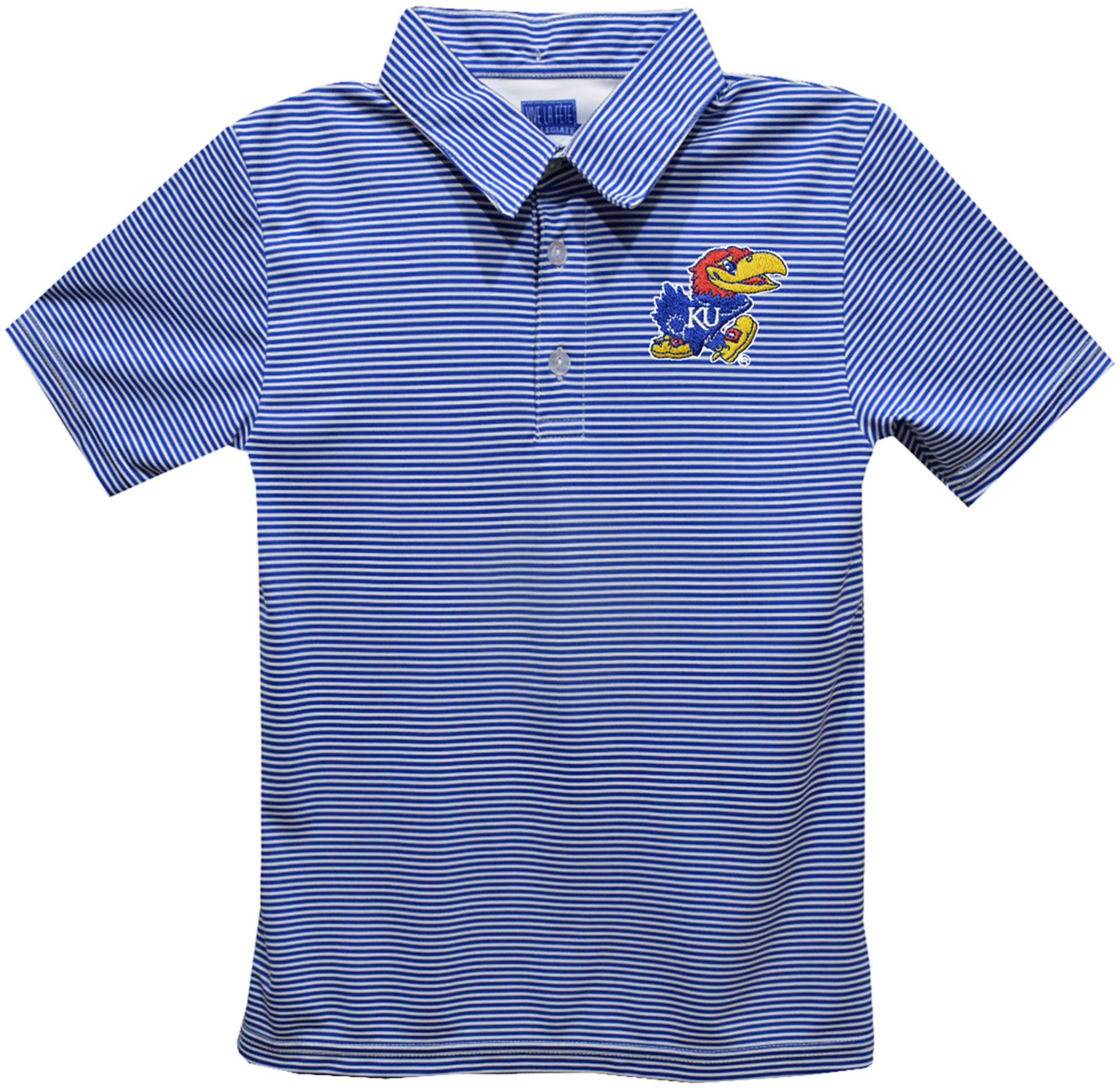 Vive La Fete Boys' Kansas Jayhawks Blue Ted Pencil Stripe Polo