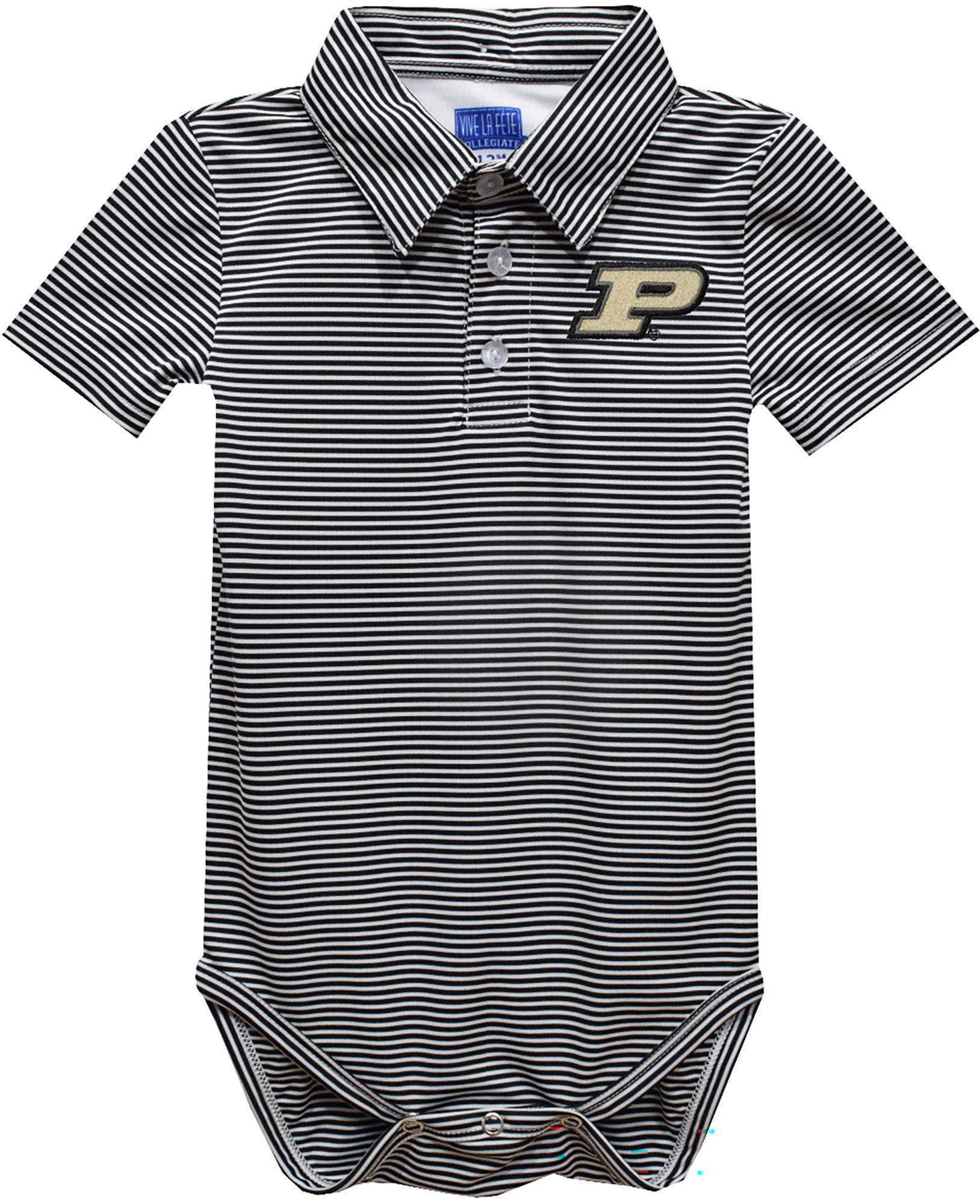Vive La Fete Infant Purdue Boilermakers Black Dave Polo Pencil Stripe Creeper